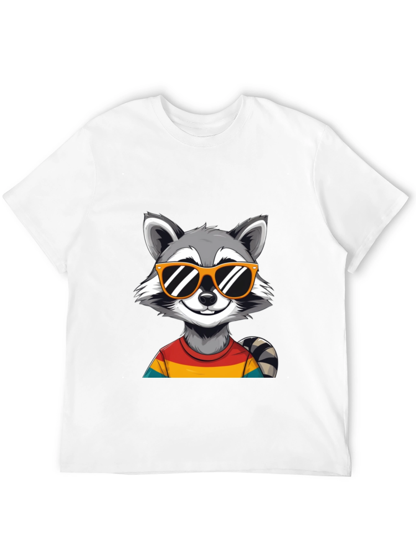 Black Cool Raccoon T-Shirt - Fun Graphic Tee view 12