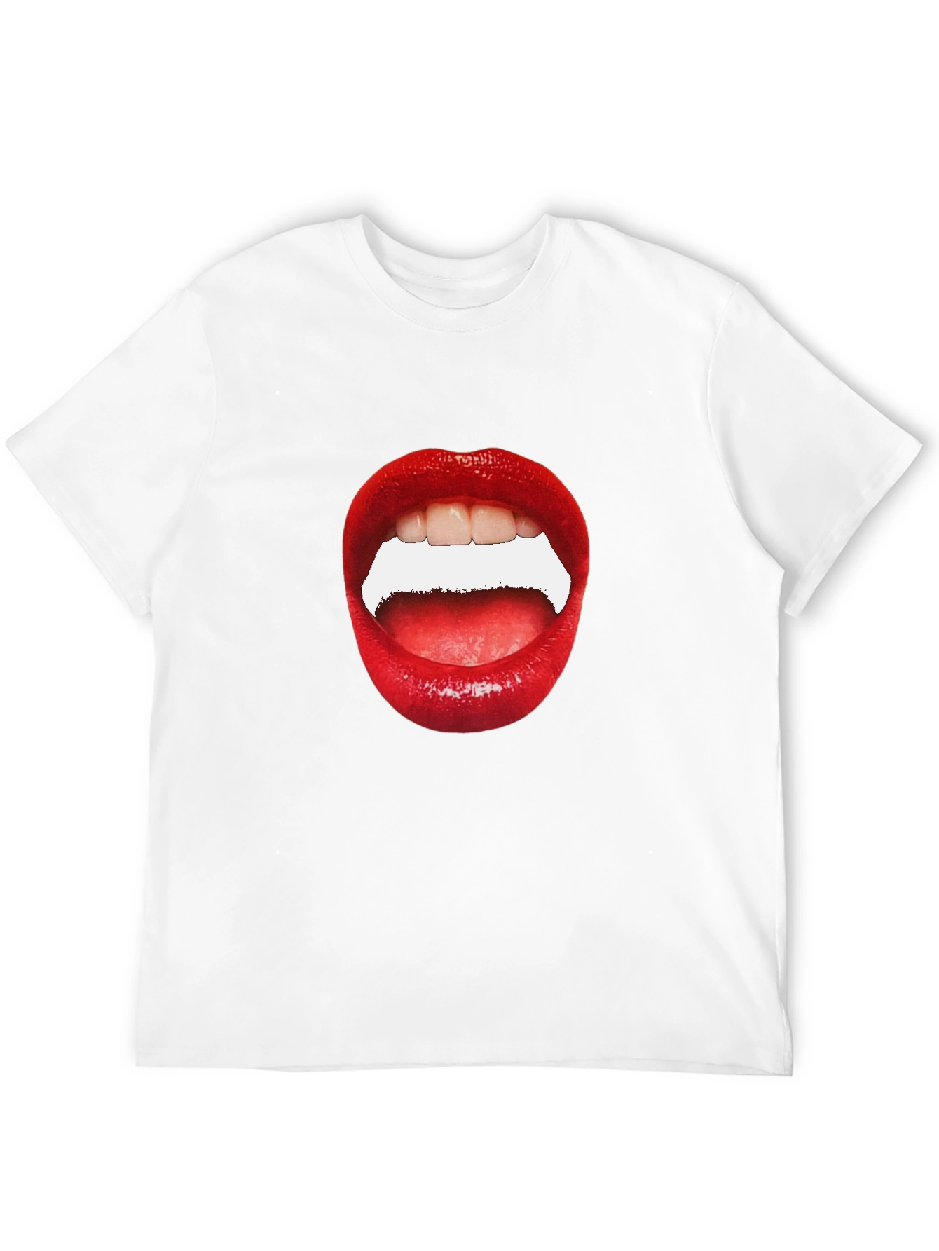 Black Bold Lip Graphic Tee - Black Unisex T-Shirt view 12
