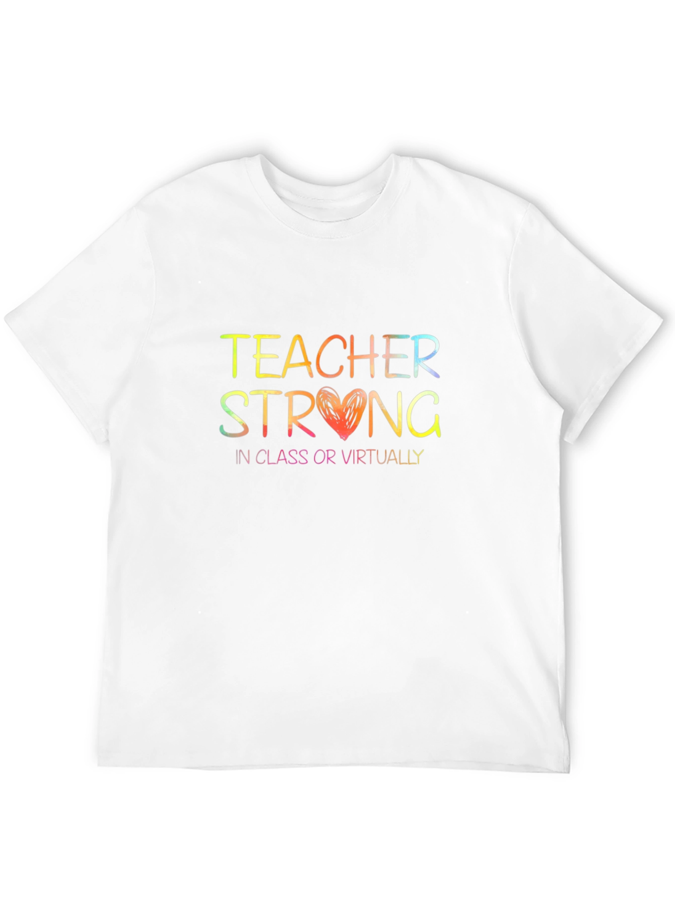 Black Teacher Strong T-Shirt - In Class or Virtually Rainbow Text view 12