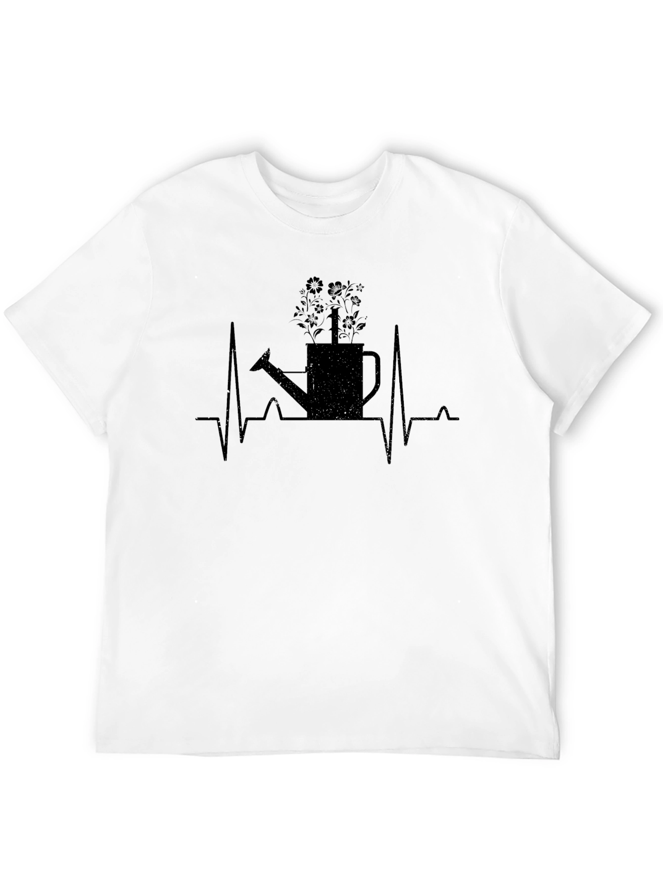 Black Gardener Heartbeat T-Shirt - Black Cotton Tee view 12