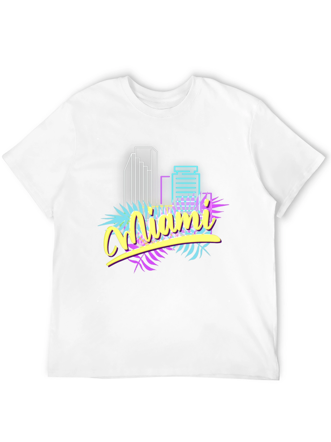 Black Miami Vice Style Graphic T-Shirt - Retro Neon Design view 12