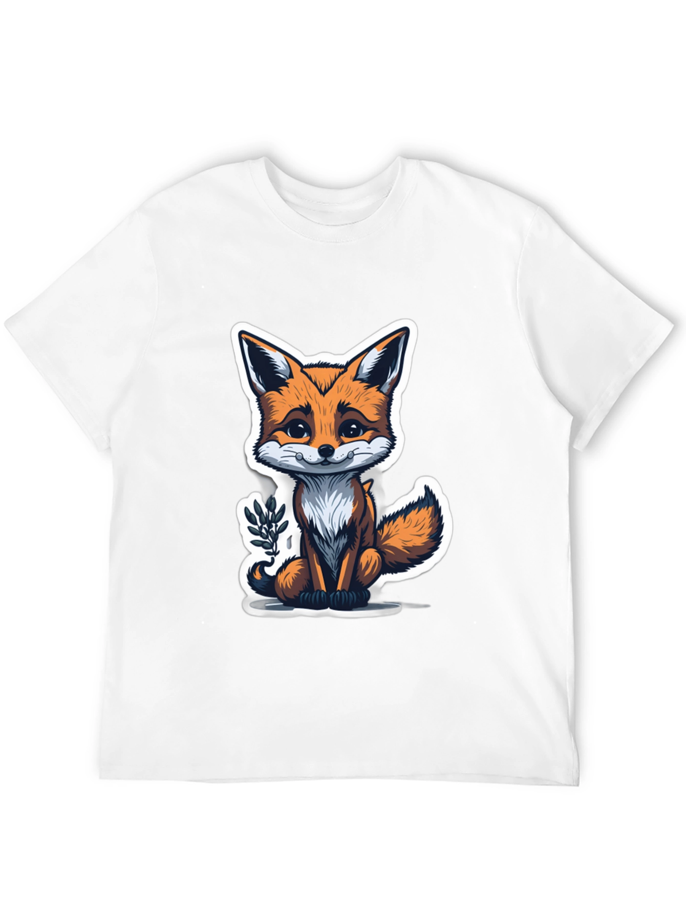 Black Cute Fox Graphic Tee - Soft Cotton Blend view 12