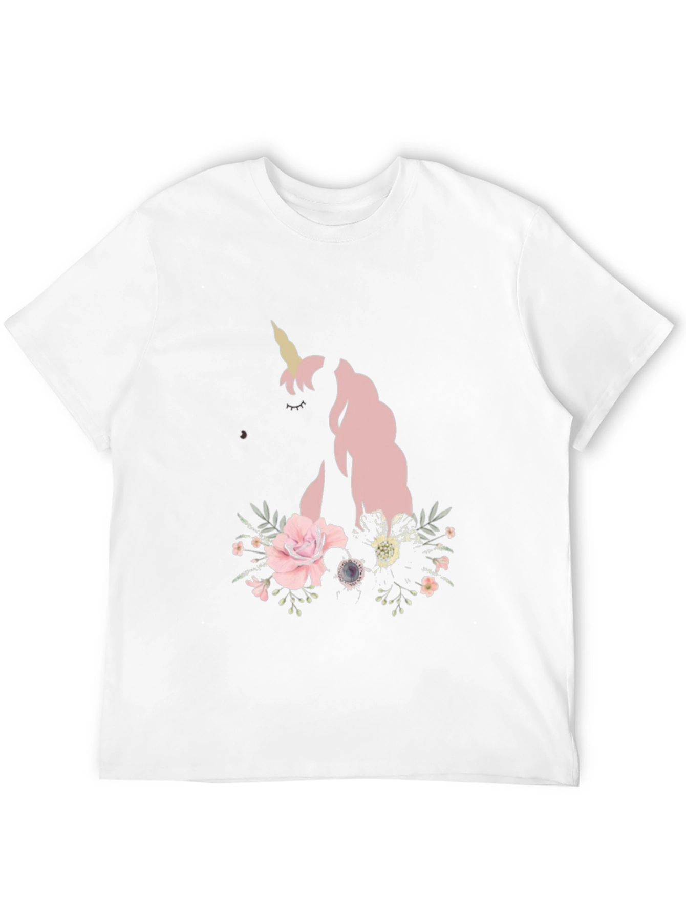 Black Floral Unicorn Black T-Shirt view 12