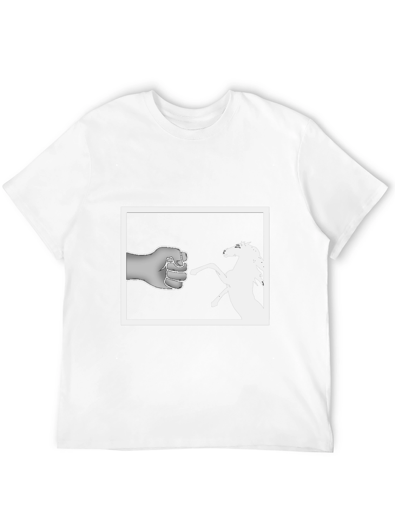 Black Humorous Fist Horse Tee - Novelty Graphic T-Shirt view 12