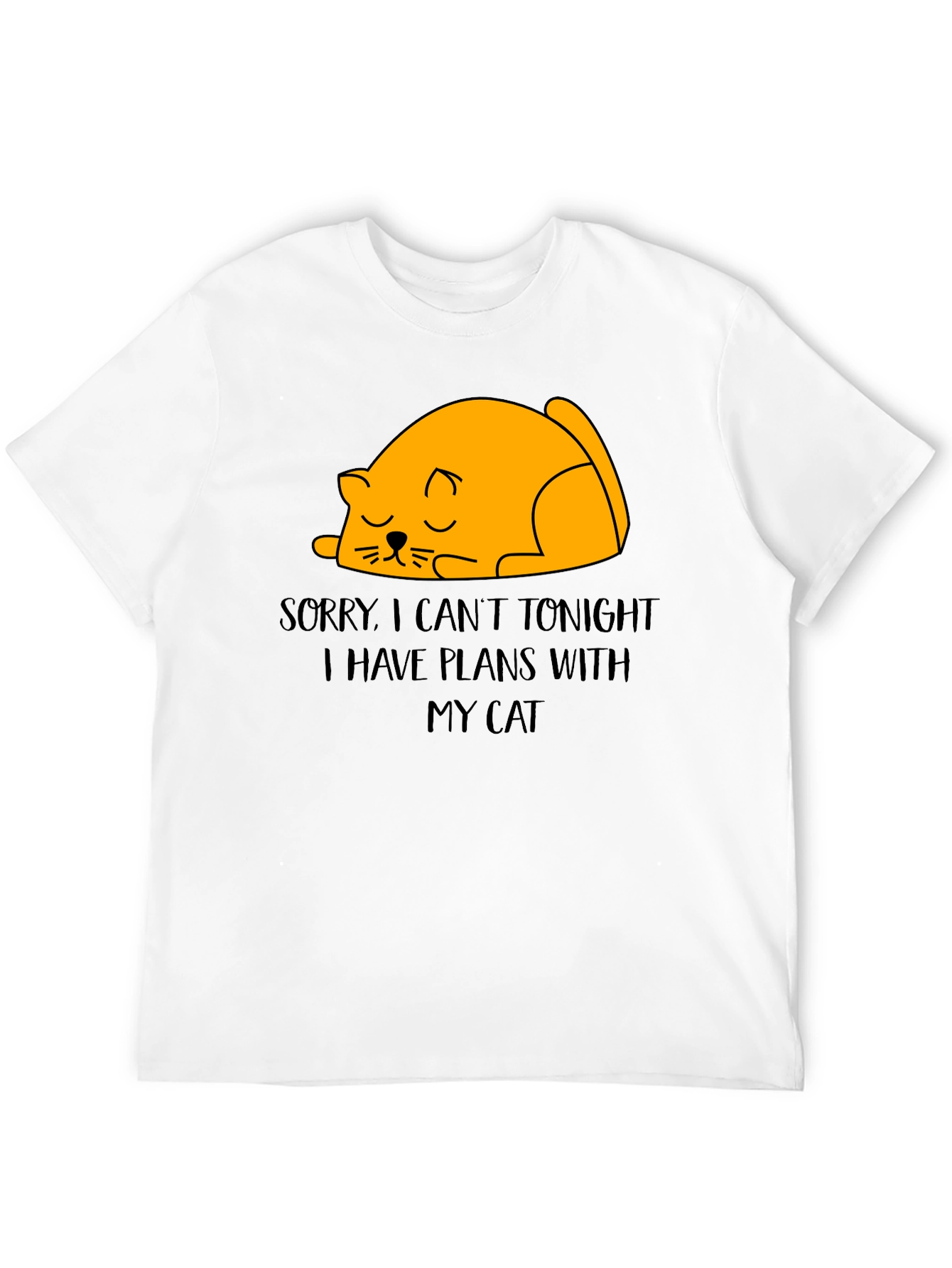 Black Funny Cat Plans T-Shirt - Sorry, Can't Tonight view 12