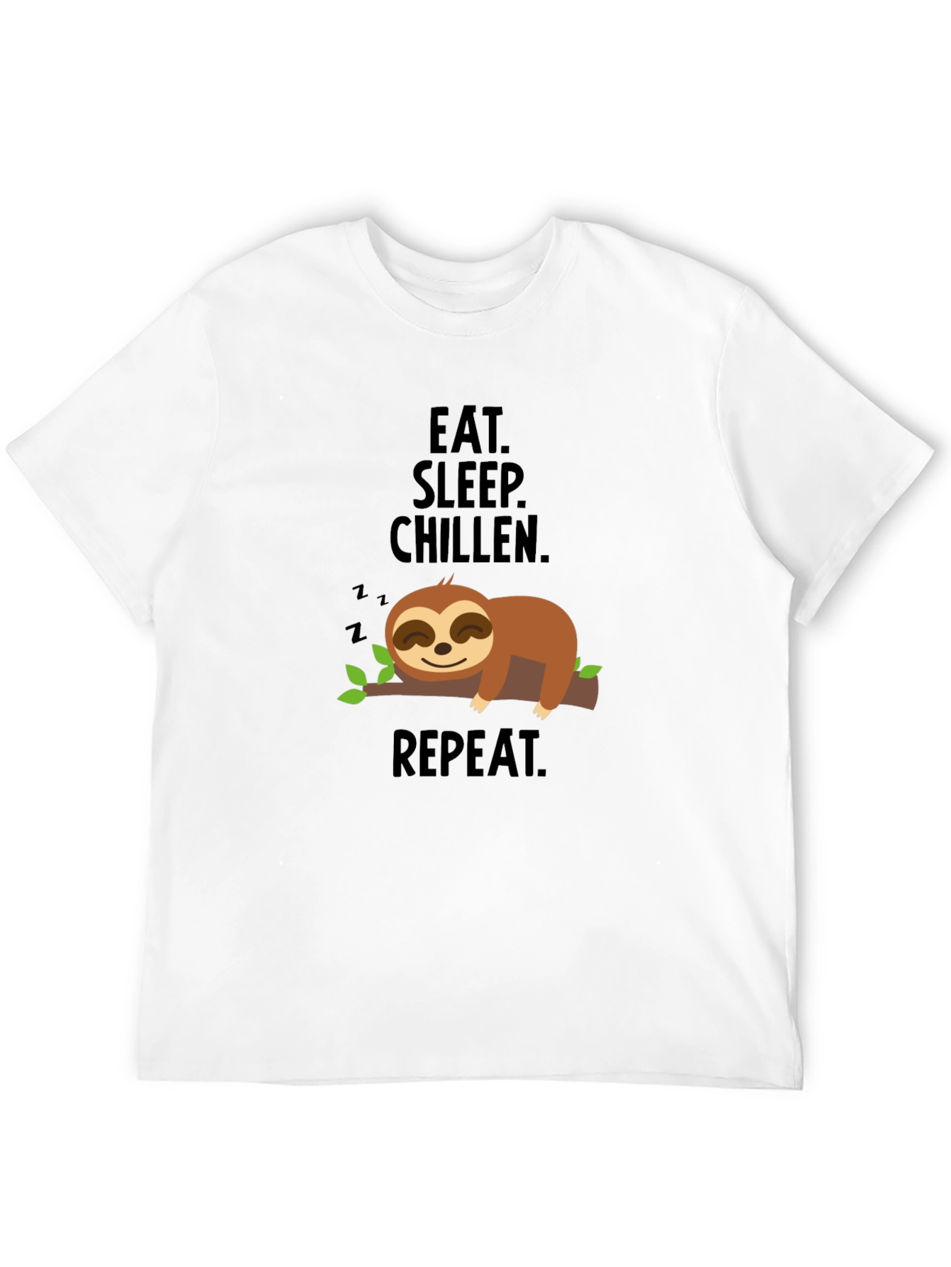 Black Eat Sleep Chillen Sloth Graphic T-Shirt view 12