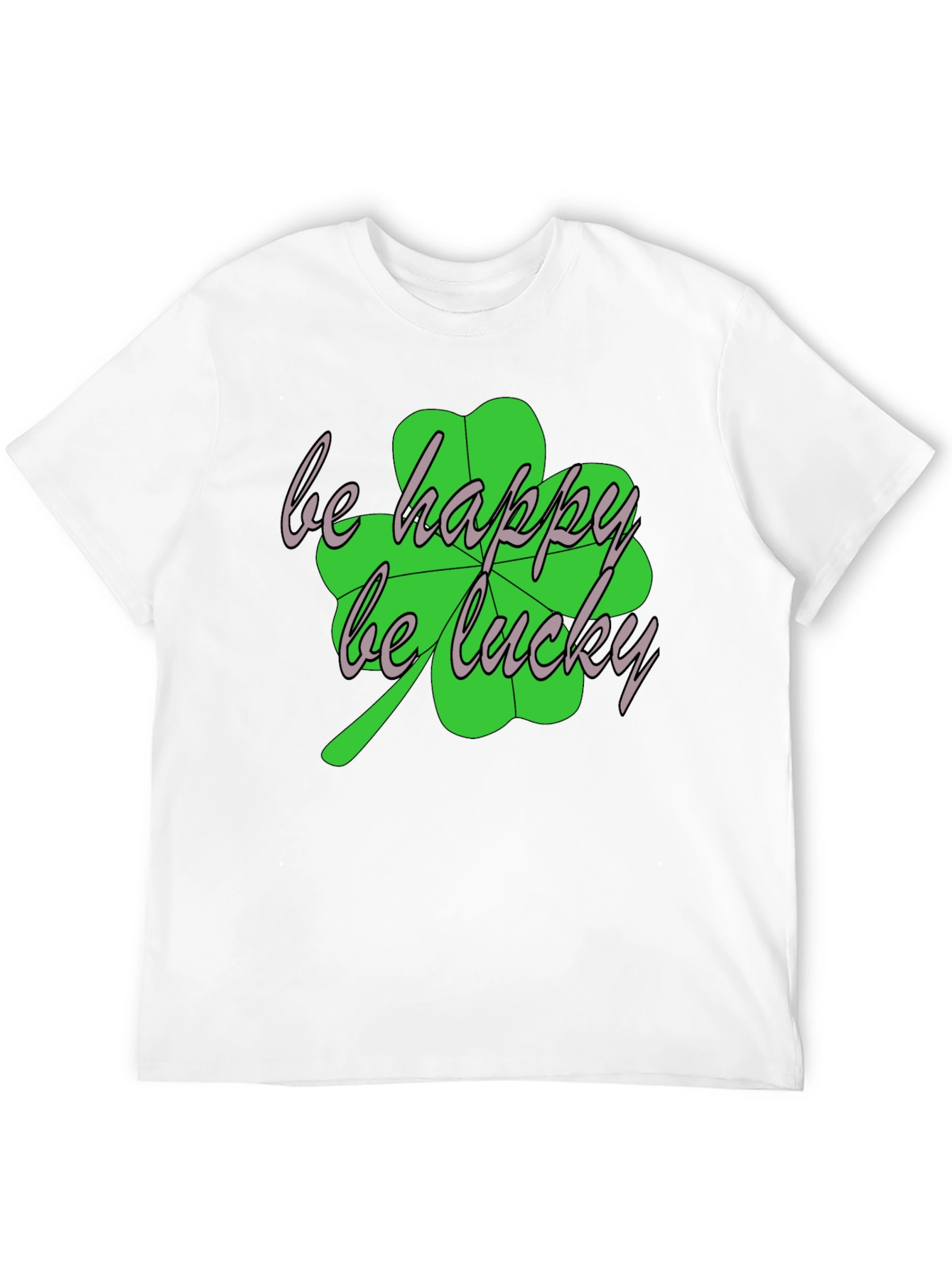 Black Lucky Clover Graphic Tee - Be Happy, Be Lucky T-Shirt view 12