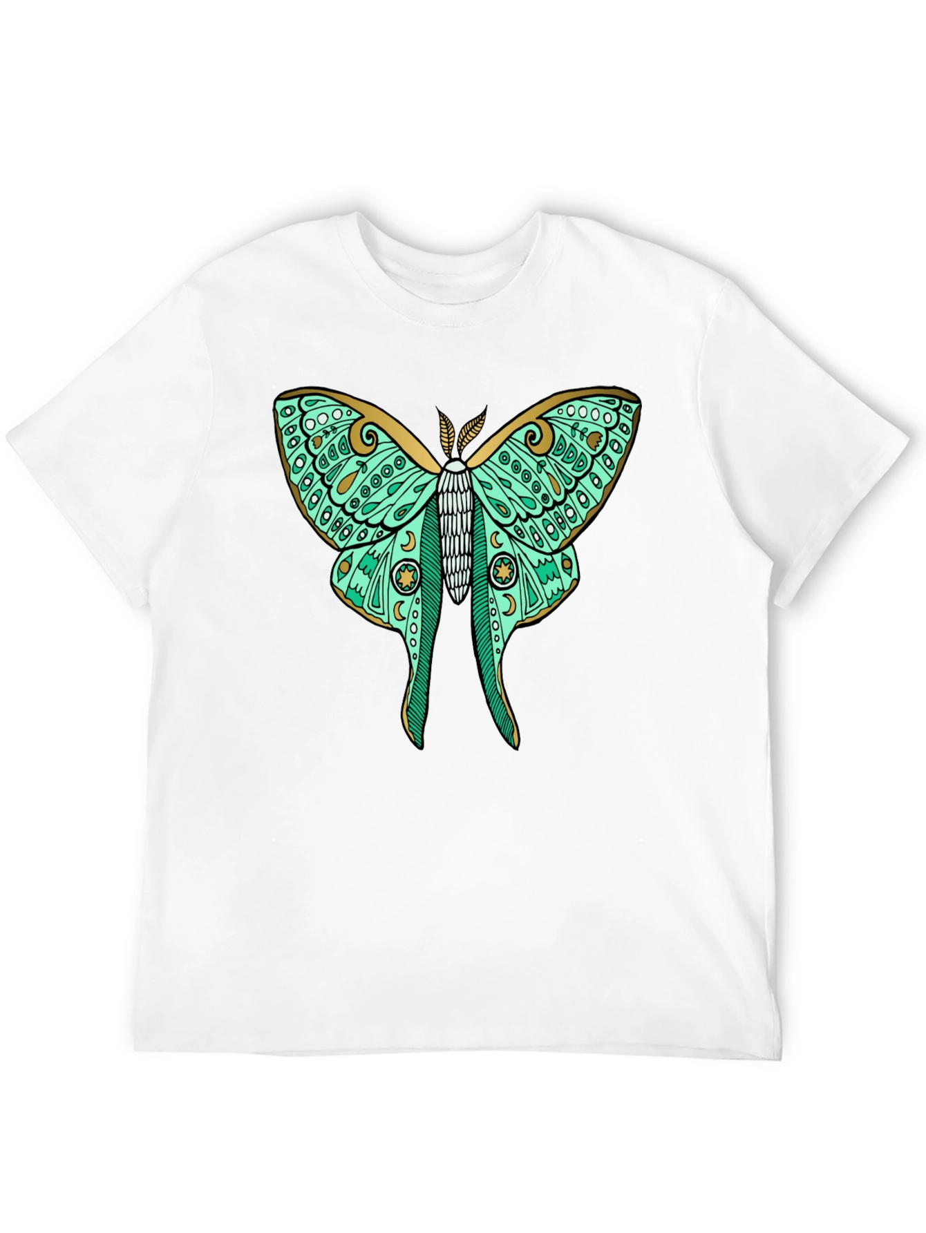 Black Luna Moth Graphic Tee - Black Cotton T-Shirt view 12