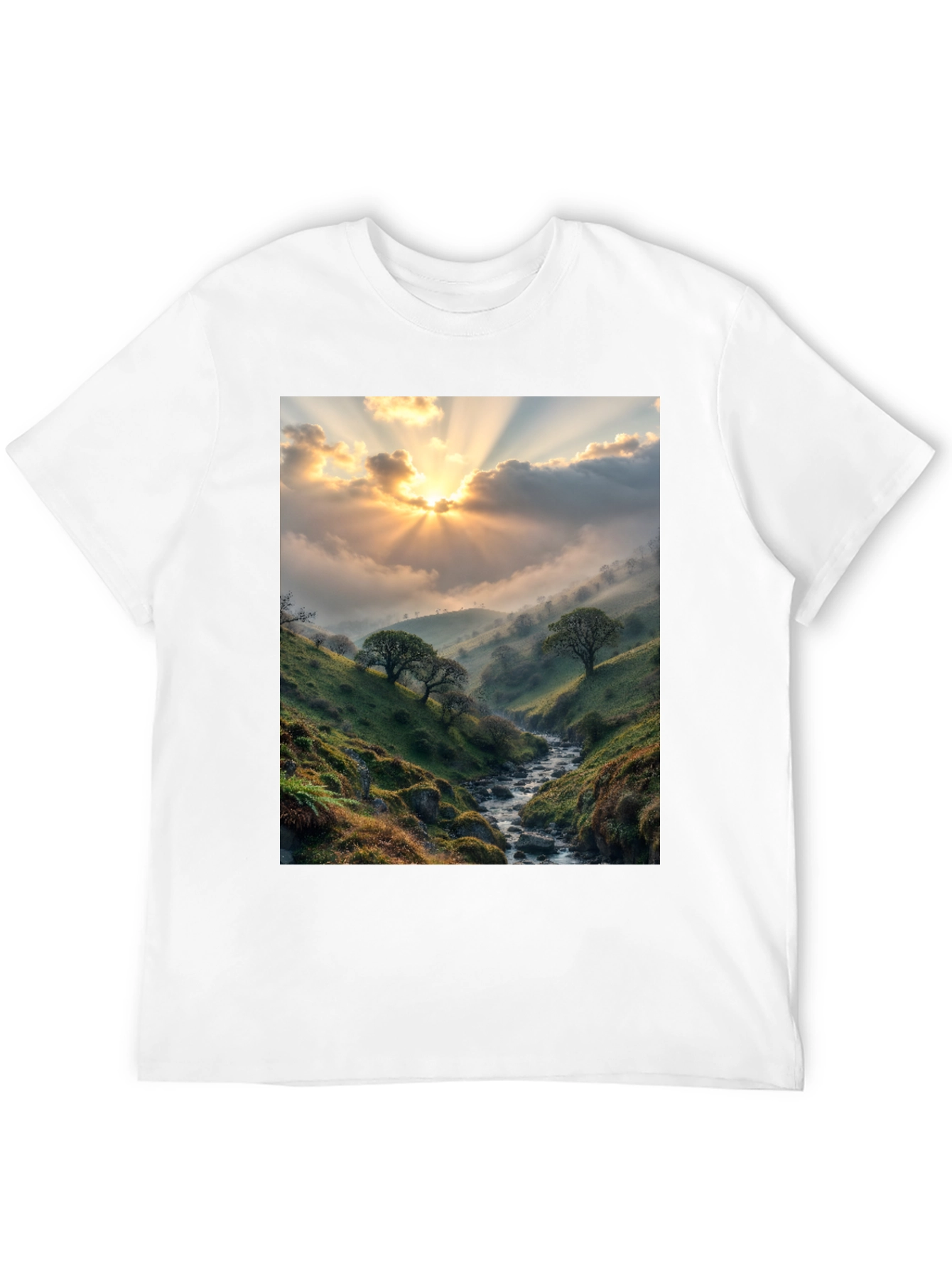 Black Sunlit Valley T-Shirt - Nature Scenery Tee view 12