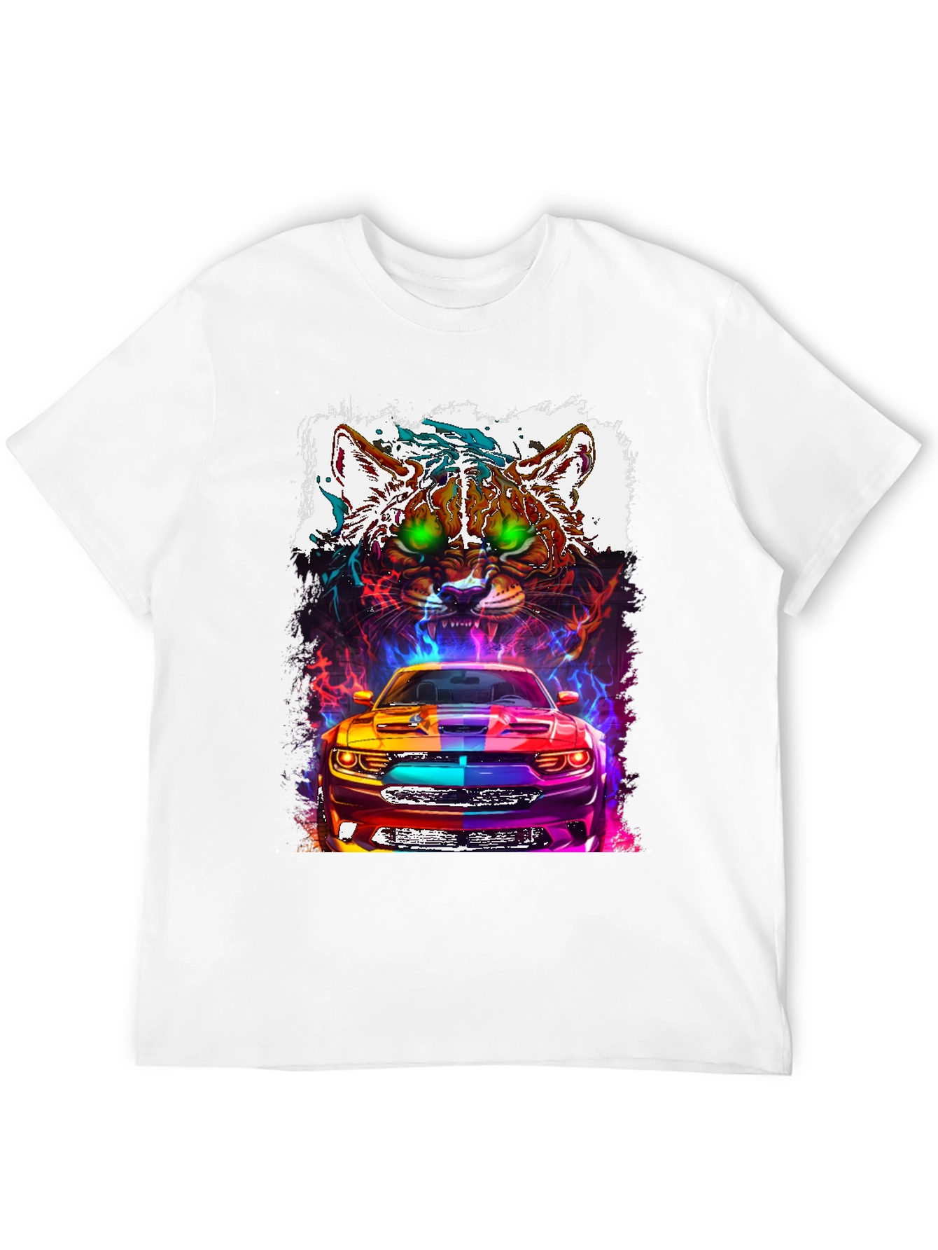 Black Car and Cat Graphic Tee - Cool Design view 12