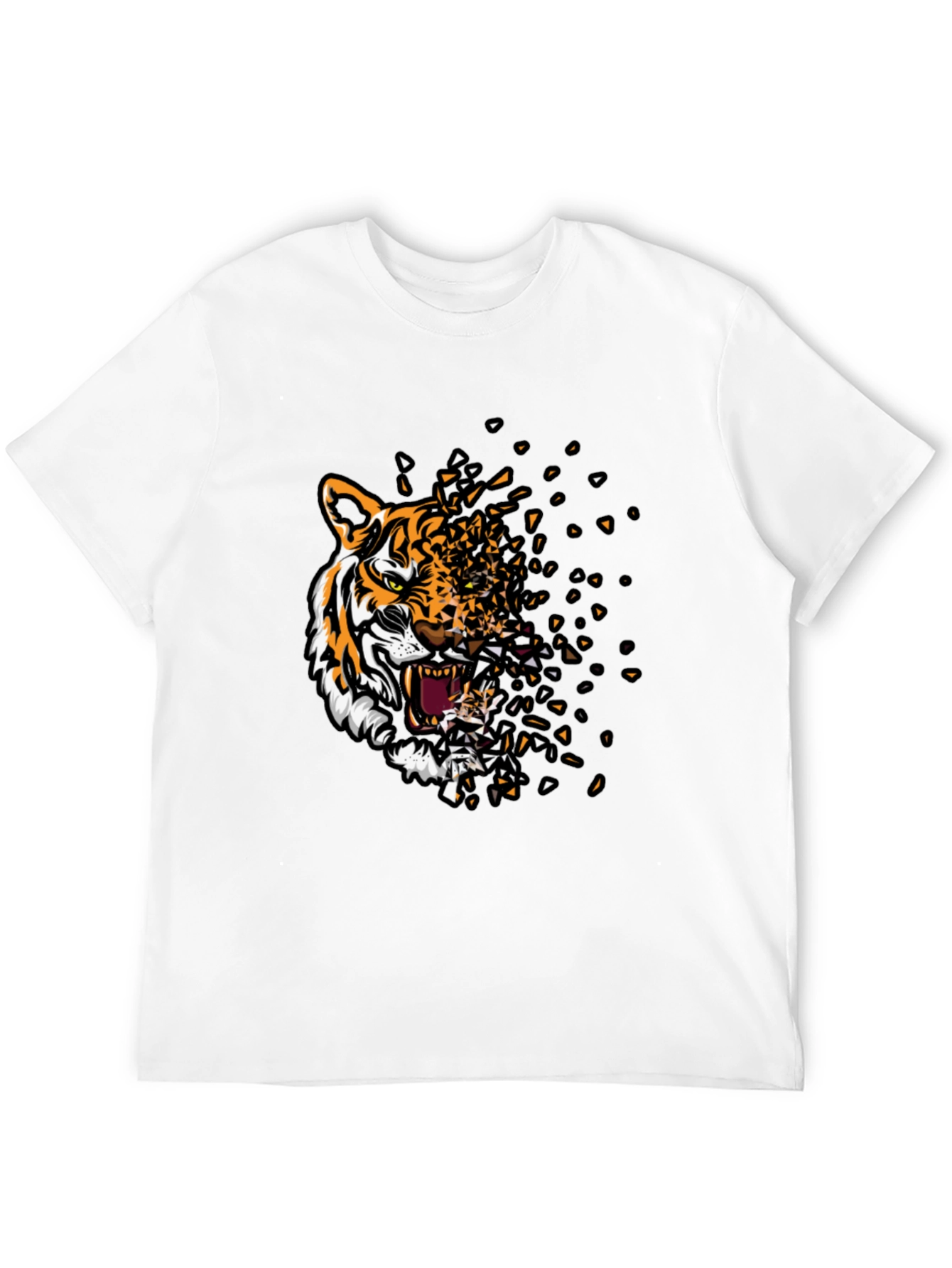 Black Tiger Graphic Print Men's Black T-Shirt view 12