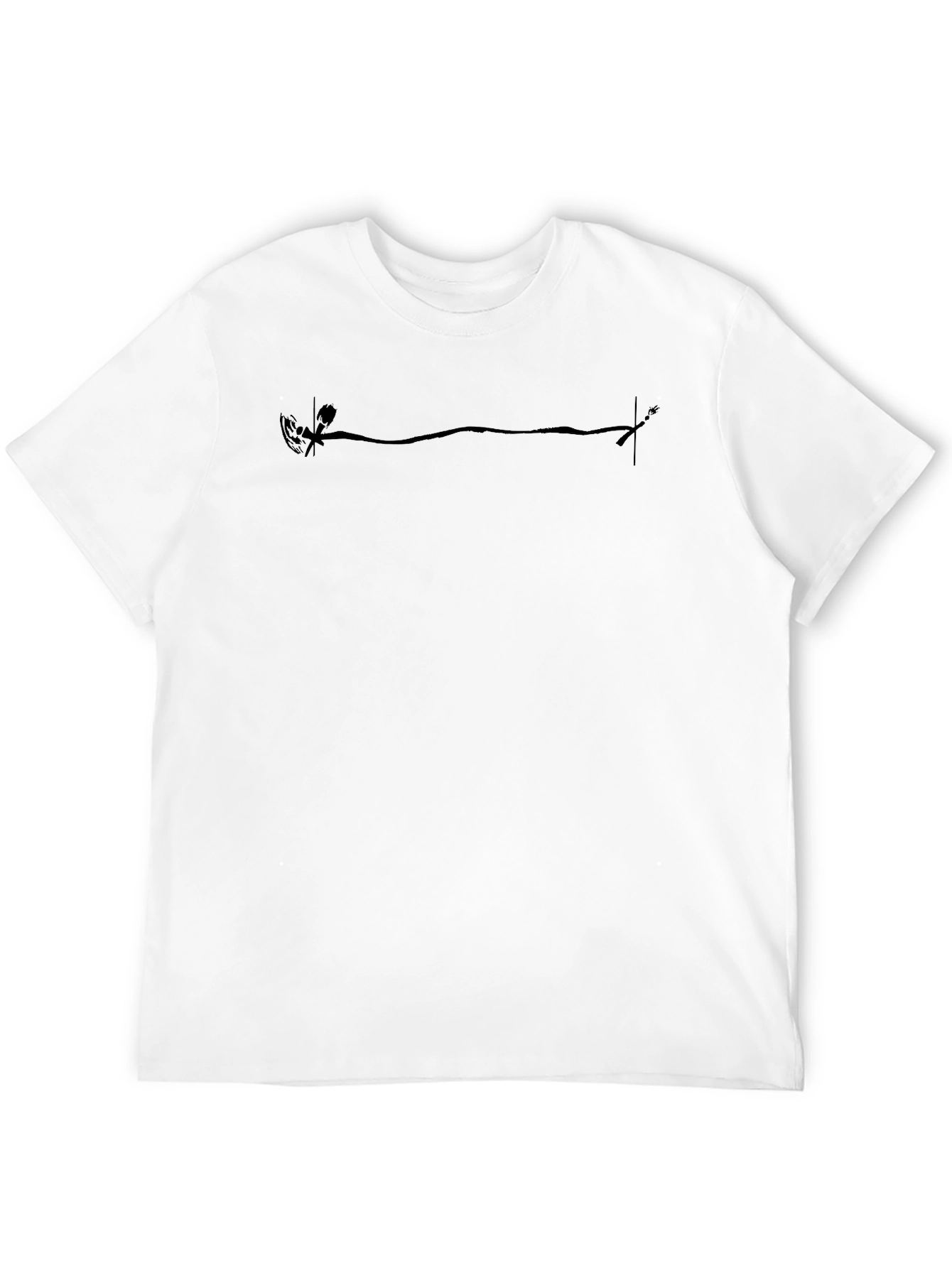 Black Minimalist Black T-Shirt with Unique Line Art Design view 12