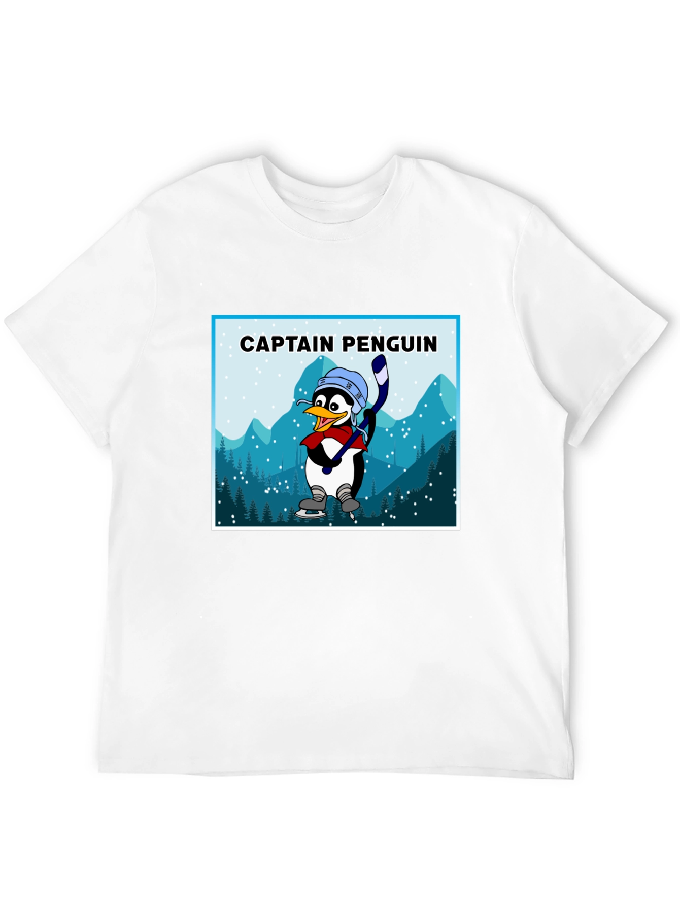 Black Captain Penguin Graphic Tee - Black Cotton T-Shirt view 12