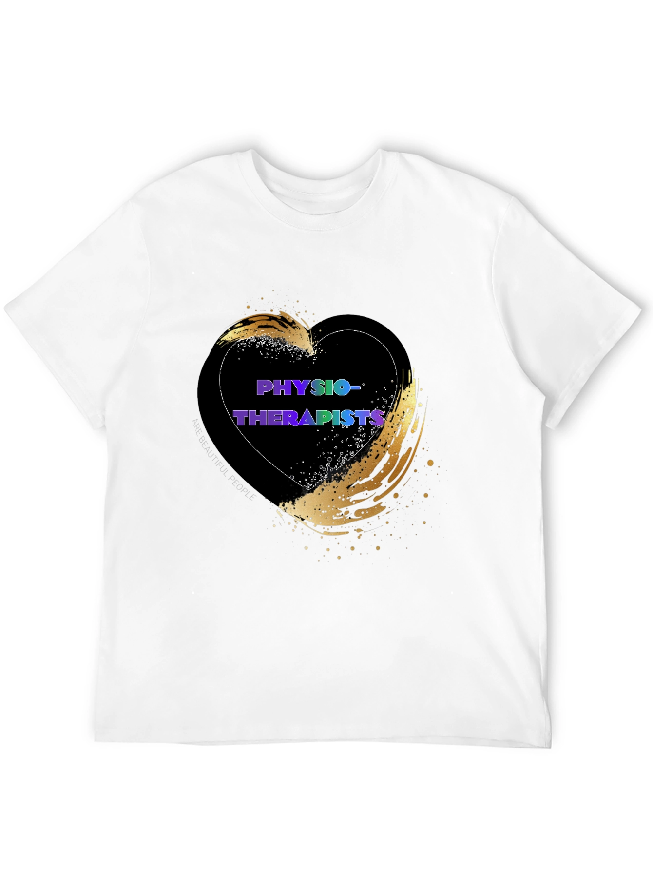 Black Physiotherapist Heart T-Shirt - Gold Accent view 12