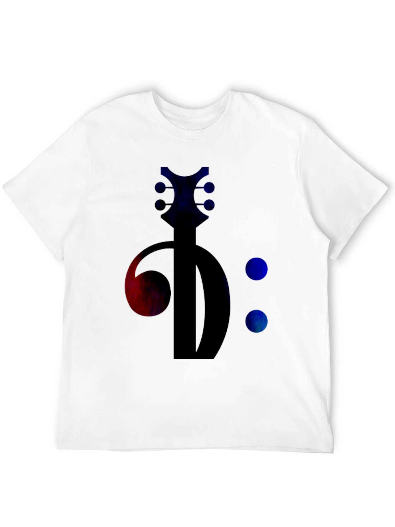 Black Bass Clef Guitar Tee - Music Lover's Black T-Shirt view 12