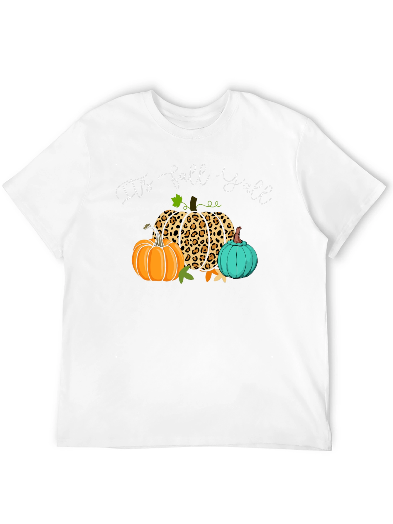 Black It's Fall Y'all Pumpkin Leopard T-Shirt view 12