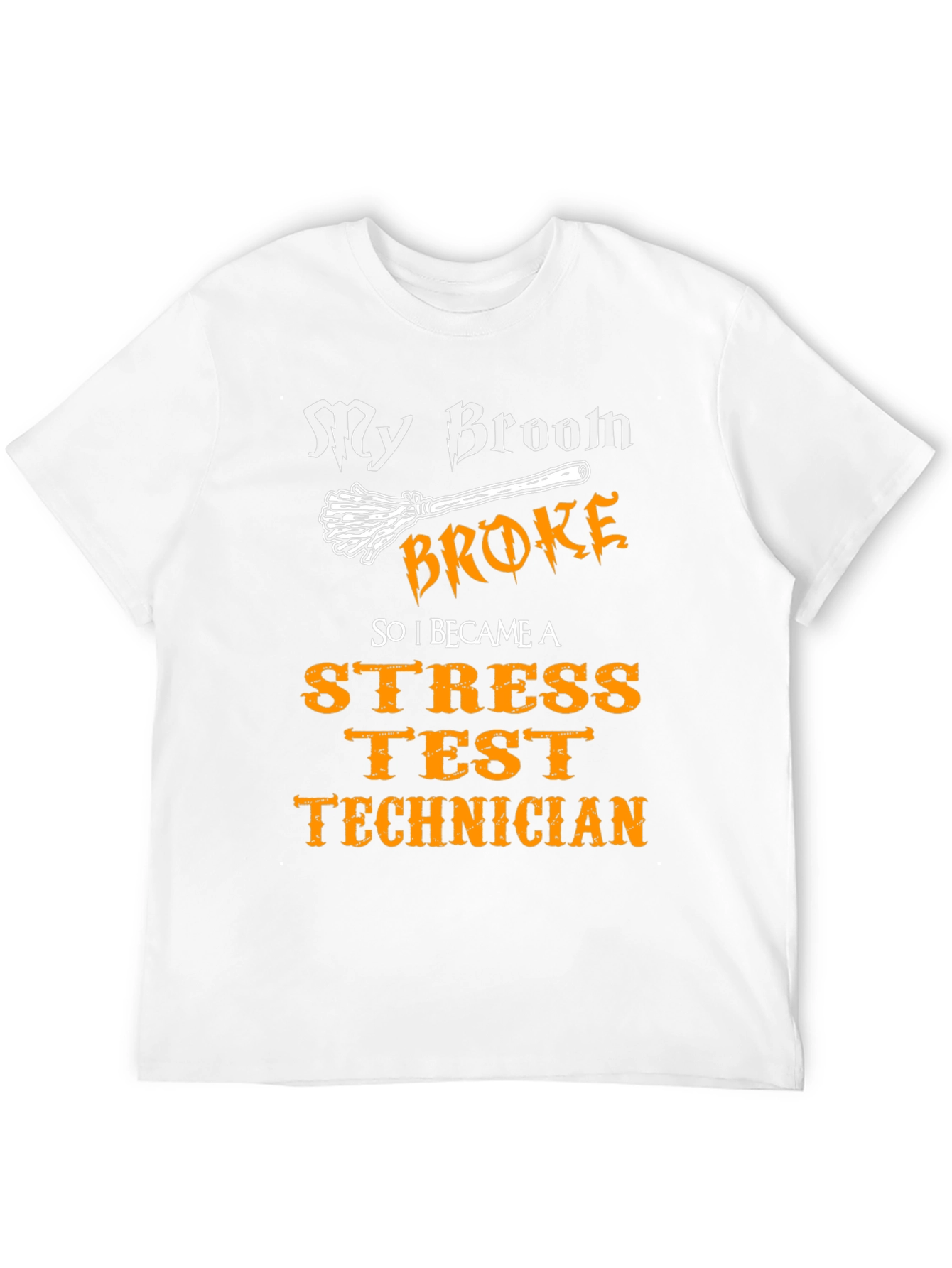 Black Stress Test Technician T-Shirt - Broom Broke view 12
