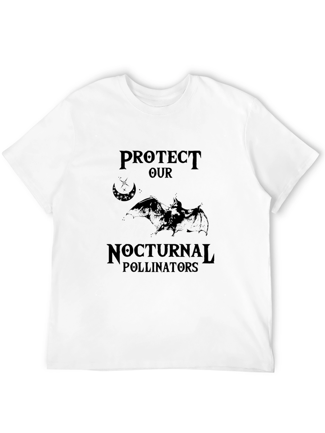 Black Protect Nocturnal Pollinators Black T-Shirt view 12