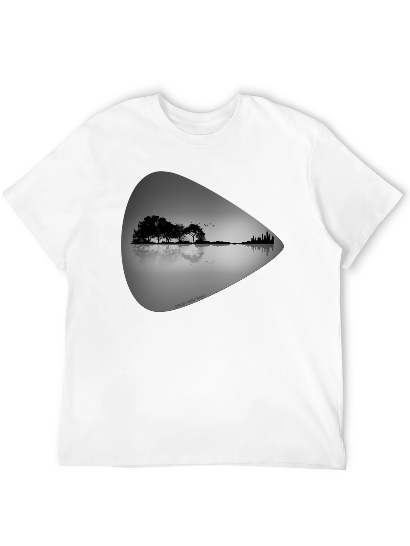 Black Guitar Landscape Graphic Tee - Black Cotton T-Shirt view 12