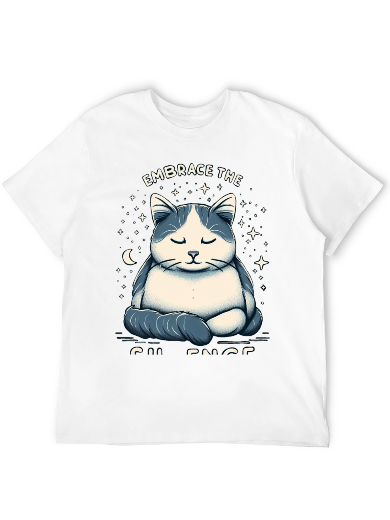 Black Zen Cat Meditation Graphic T-Shirt view 12