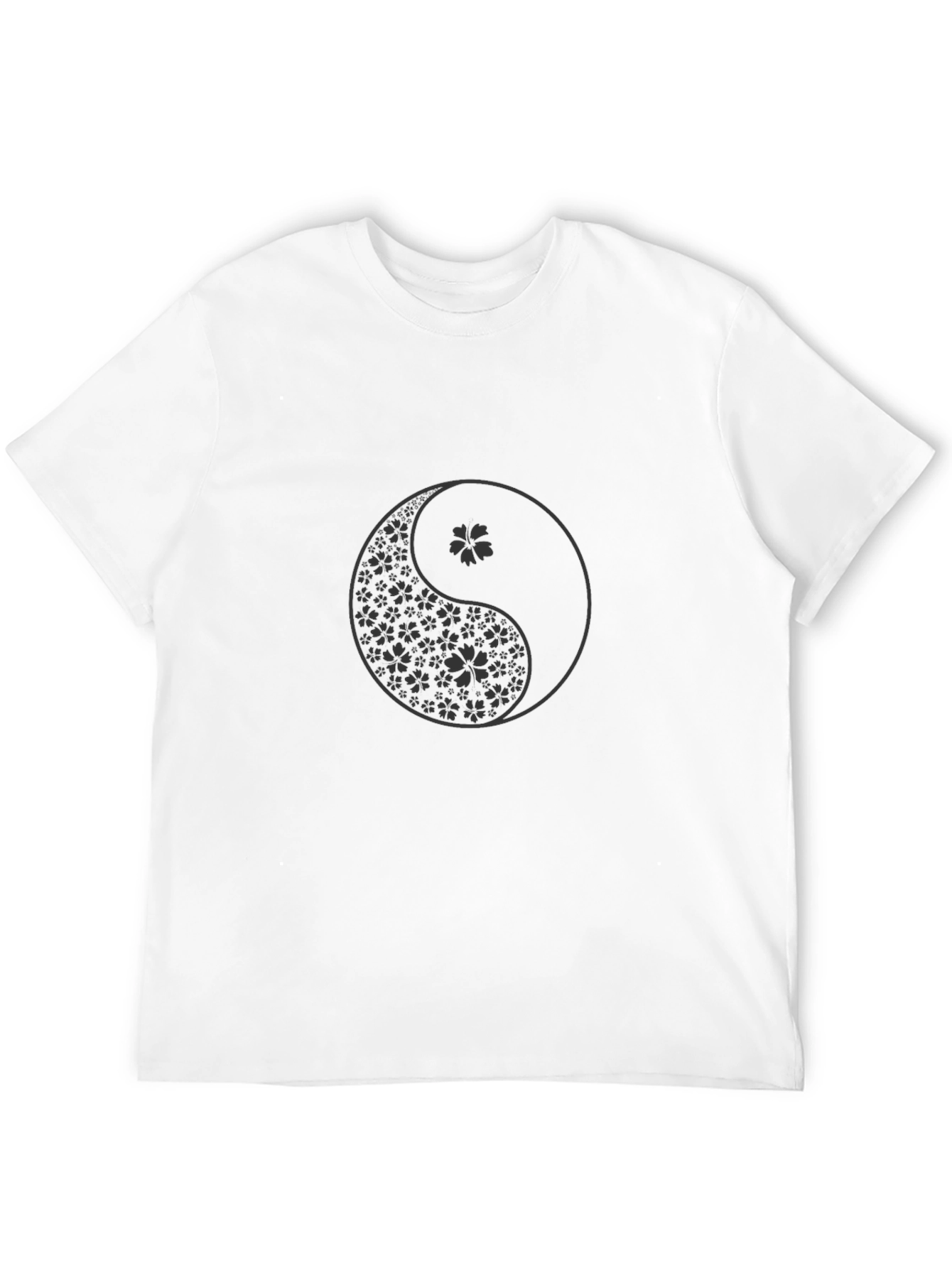 Black Yin Yang Cherry Blossom Black T-Shirt view 12