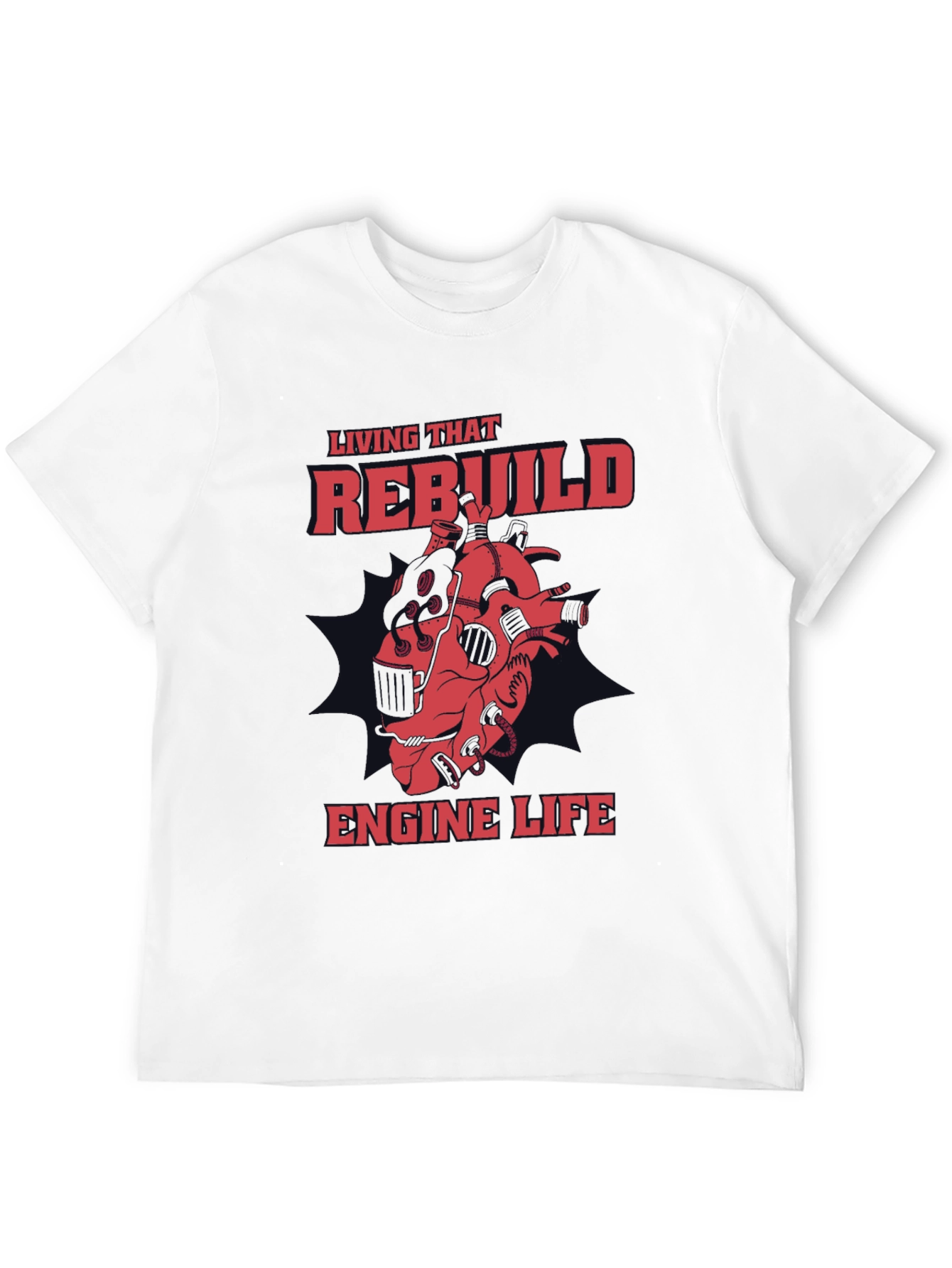 Black Rebuild Engine Life Graphic T-Shirt view 12