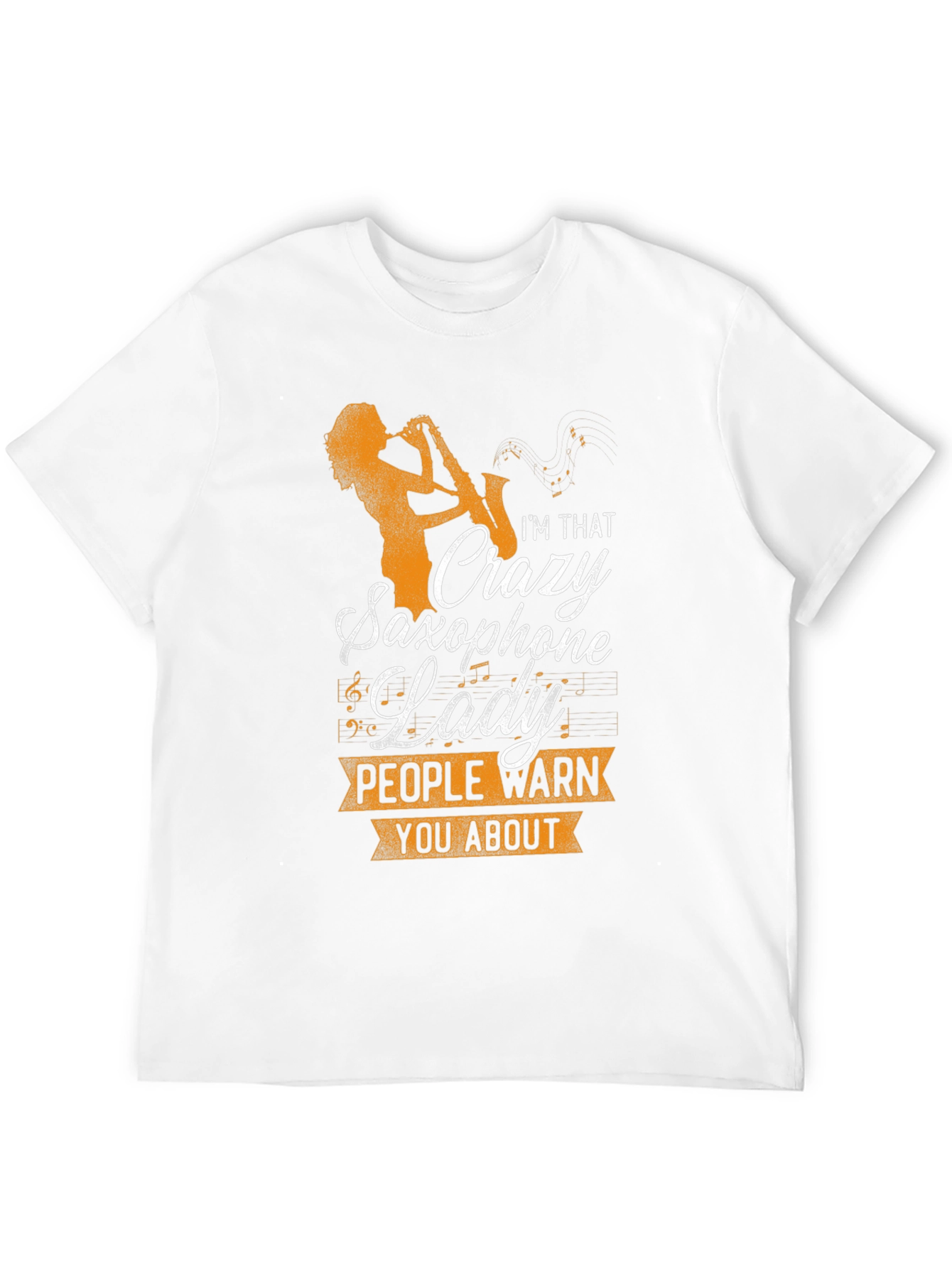 Black Crazy Saxophone Lady Graphic T-Shirt view 12