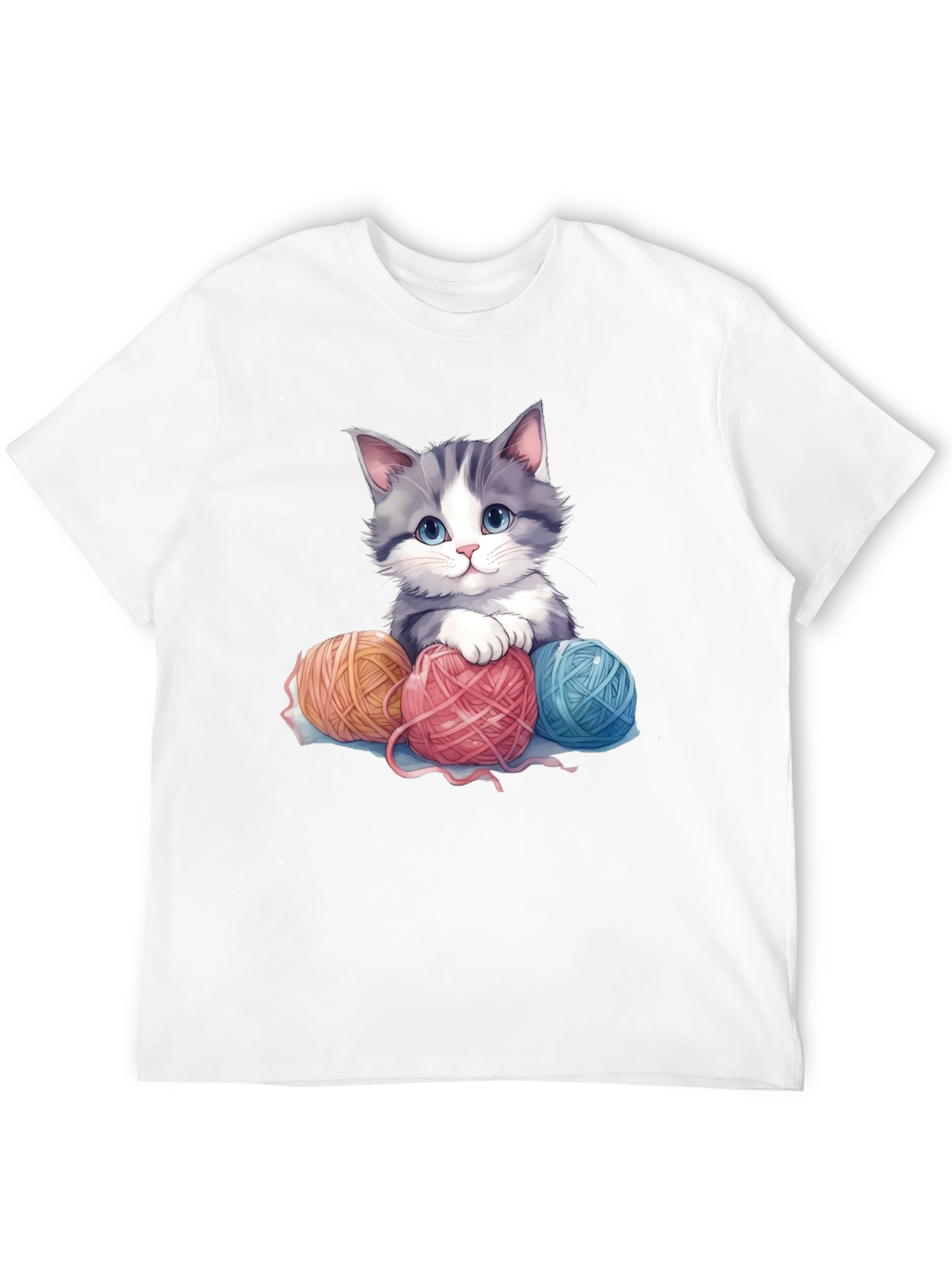 Black Cute Kitten & Yarn Balls Graphic Tee view 12