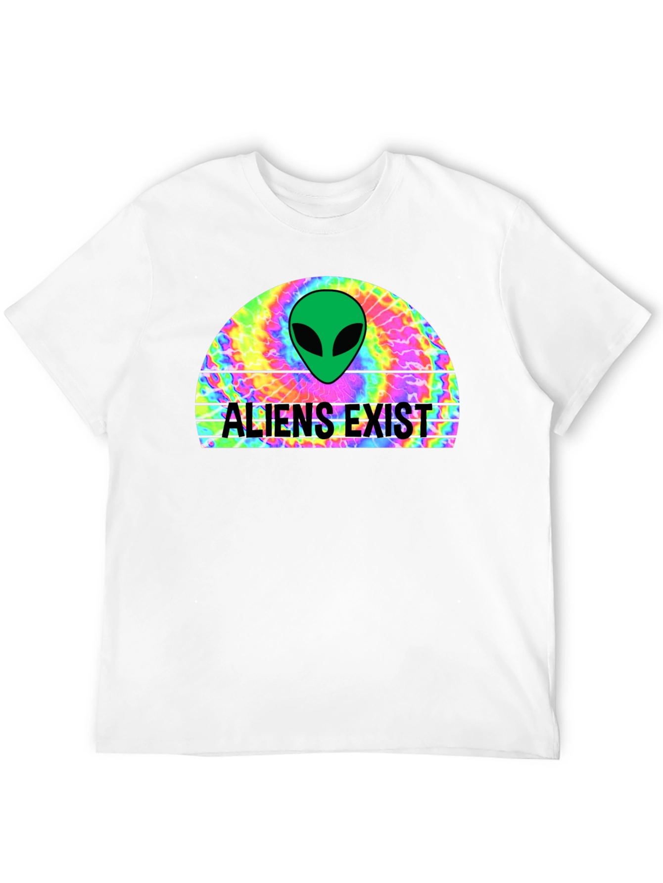Black Aliens Exist Graphic T-Shirt - Retro Tie Dye Design view 12