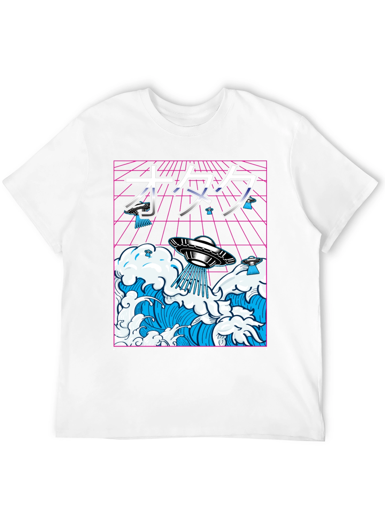 Black Otaku UFO Waves Graphic Tee view 12