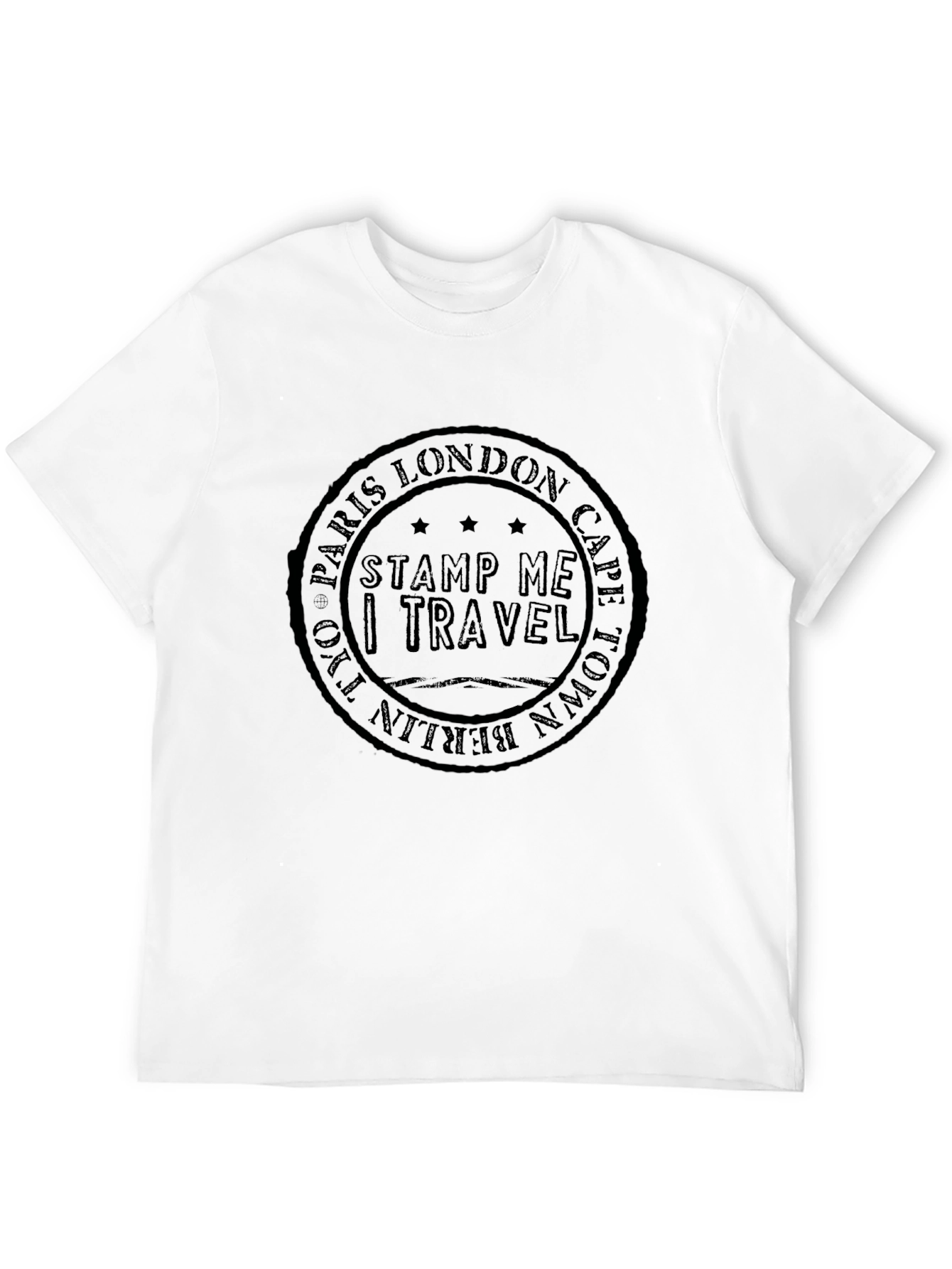 Black Travel Stamp T-Shirt - Globe Trotter view 12
