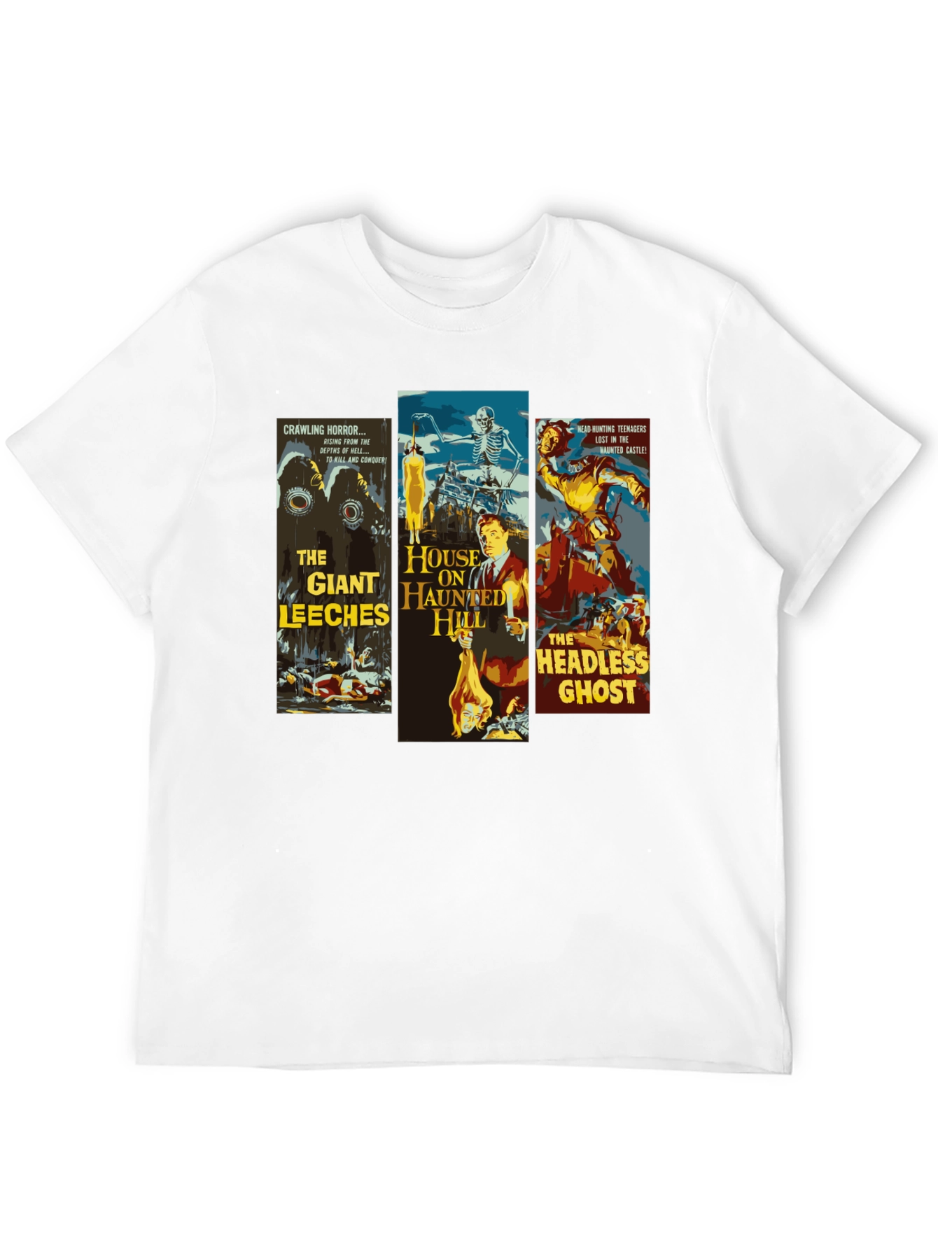 Black Horror Movie Poster Collage Graphic T-Shirt view 12