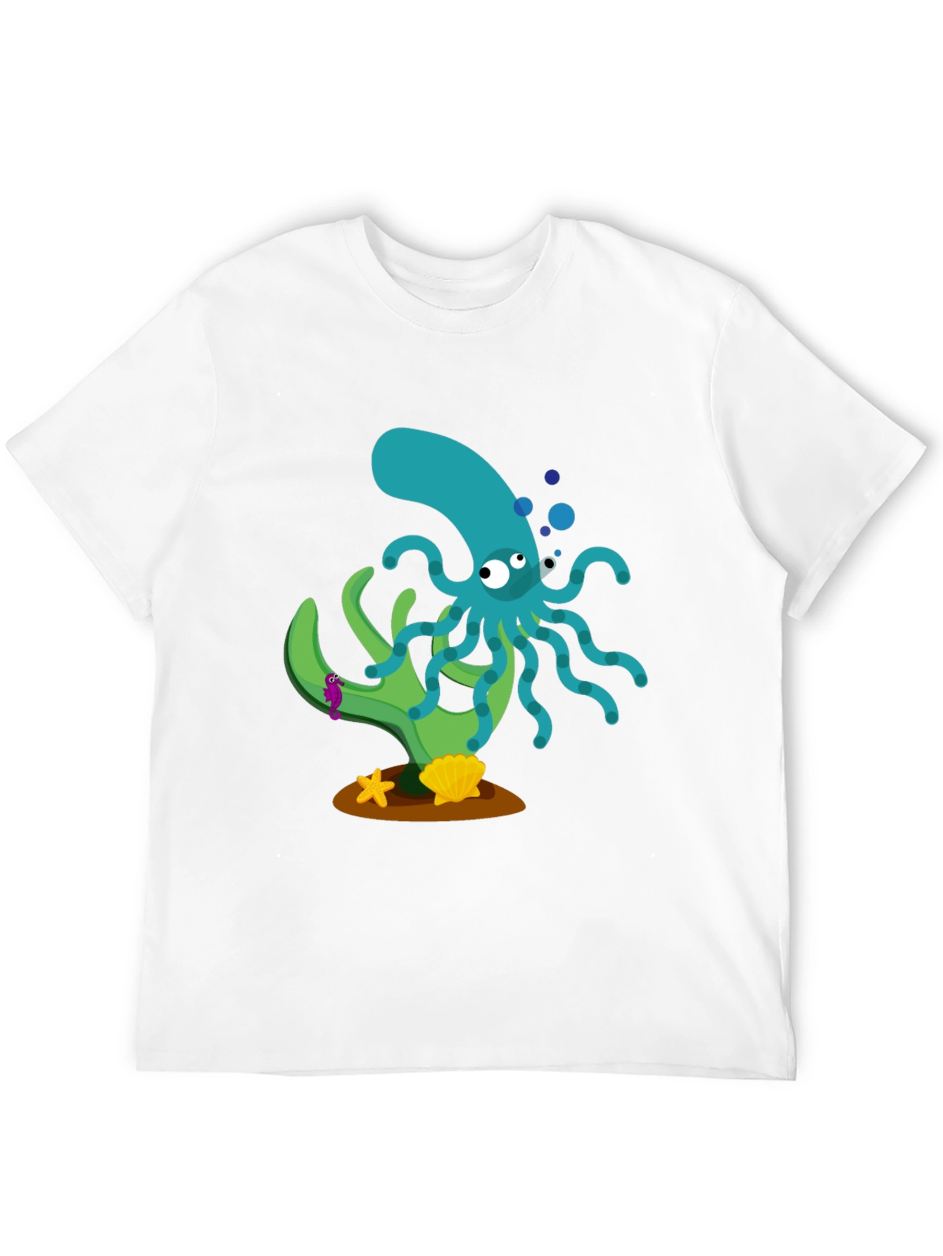 Black Cartoon Octopus Graphic Print Black T-Shirt view 12