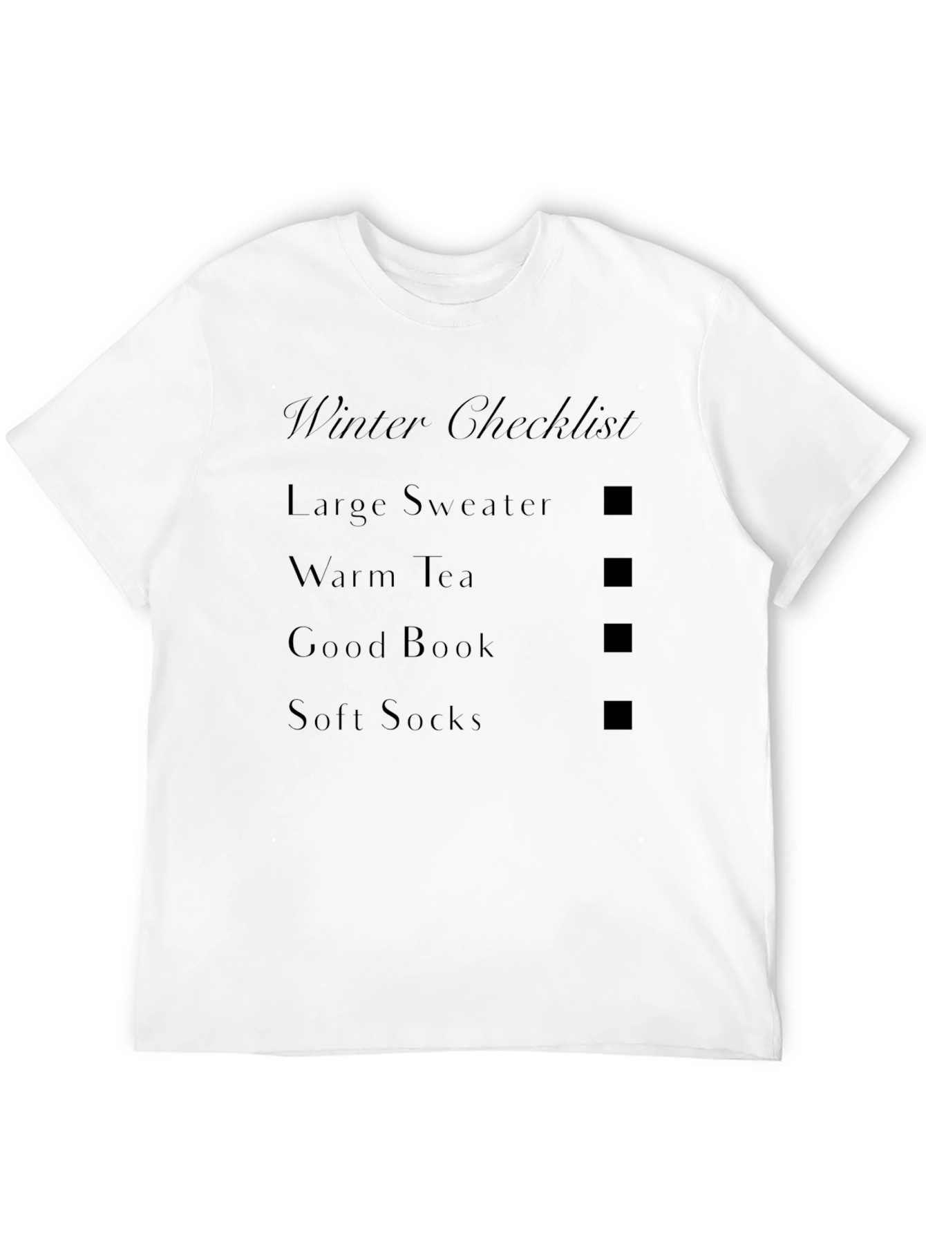 Black Winter Checklist Graphic Tee - Cozy Season Apparel view 12