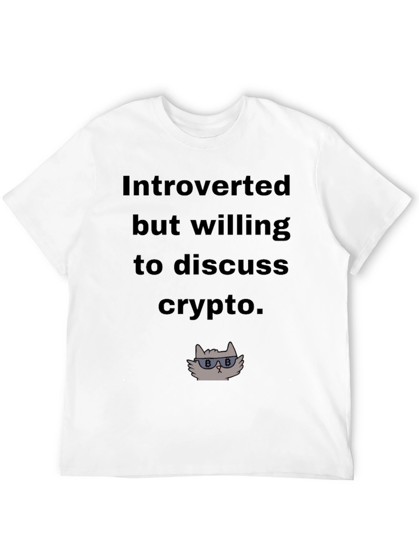 Black Introverted Crypto Cat Graphic T-Shirt view 12