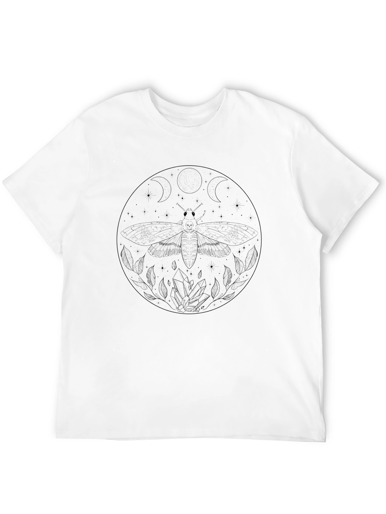 Black Moth & Moon Phases Graphic Tee view 12
