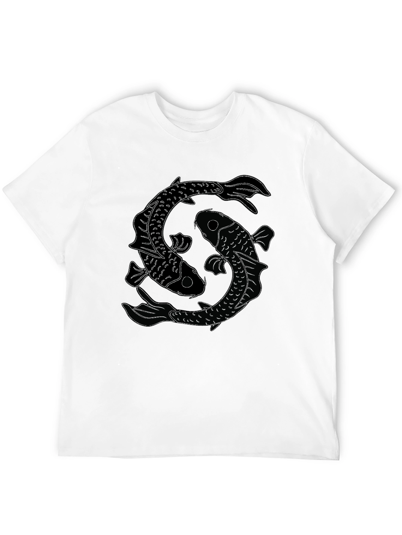 Black Yin Yang Koi Fish Graphic Tee - Classic Black T-Shirt view 12