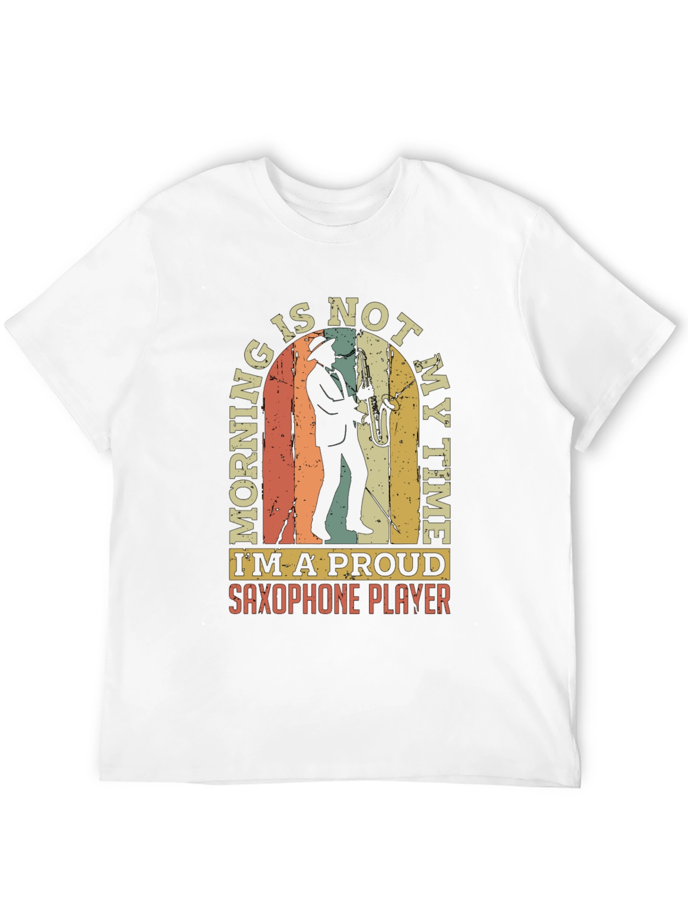 Black Saxophone Player T-Shirt - Morning is Not My Time! view 12