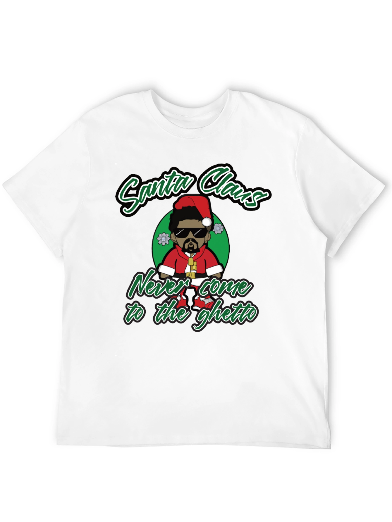 Black Santa Claus Never Come to the Ghetto Black T-Shirt view 12