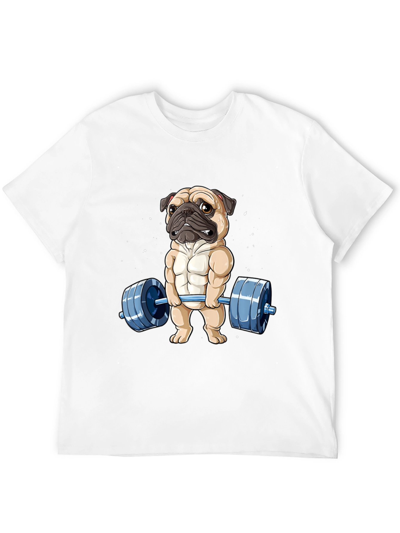 Black Muscle Pug Weightlifting Graphic Tee view 12