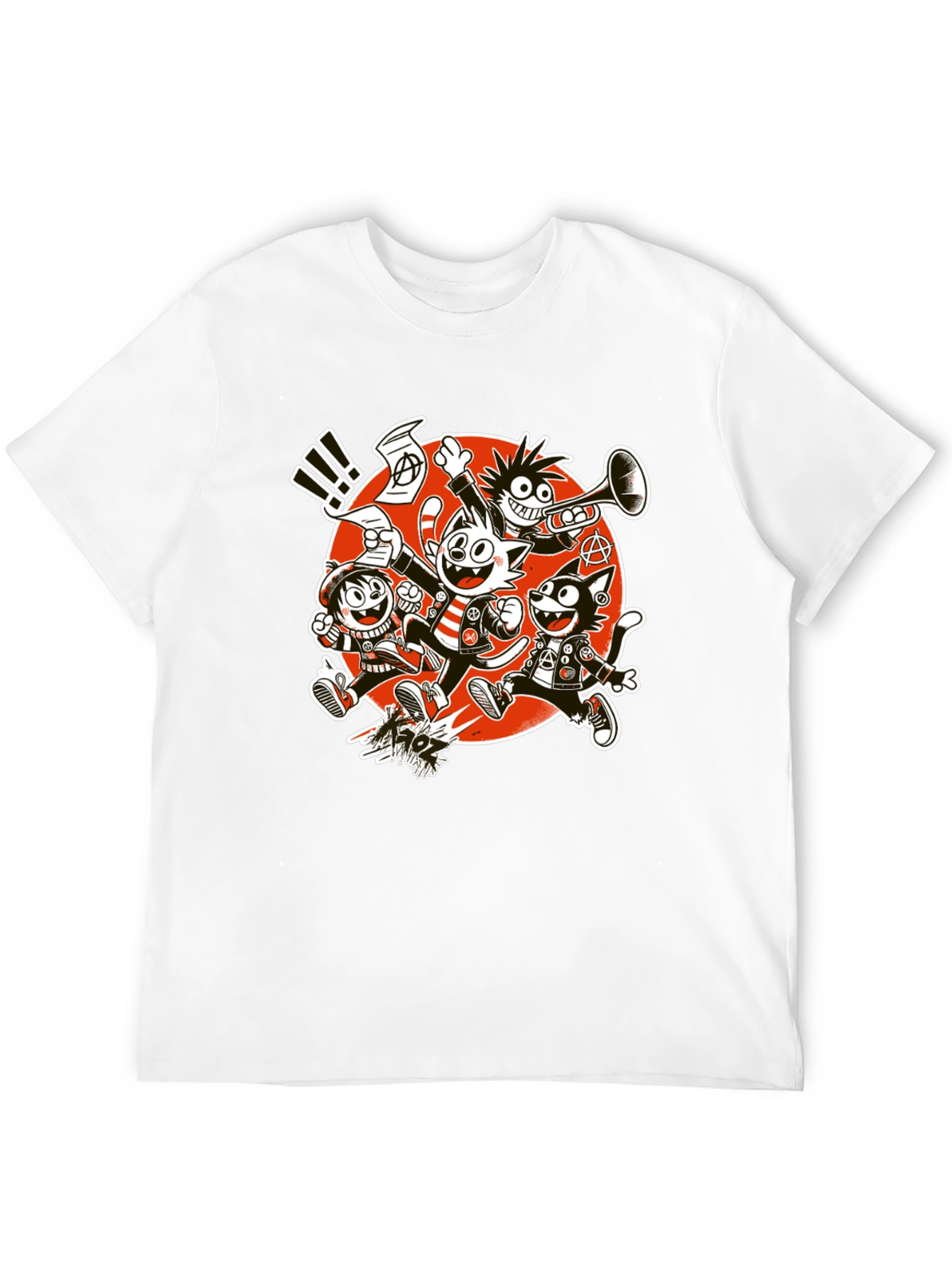 Black Cartoon Punk Band Graphic T-Shirt view 12