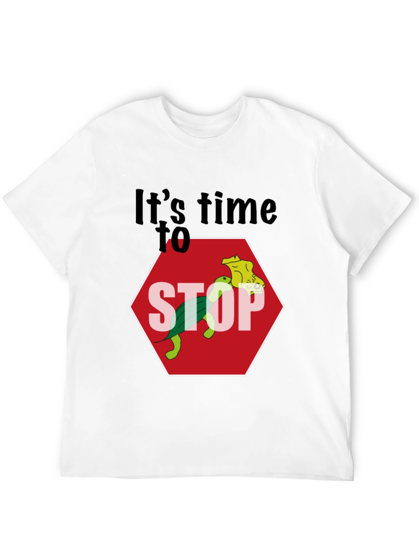 Black Humorous Turtle Stop Sign Graphic Tee view 12