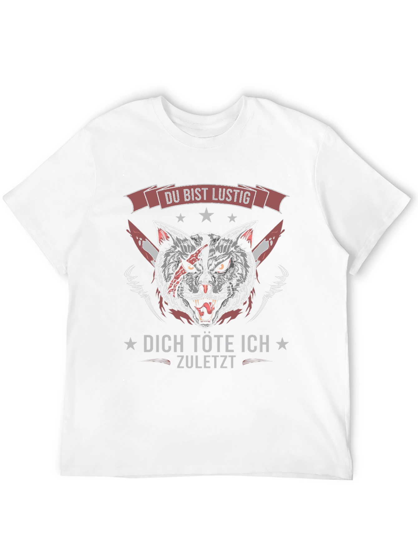 Black Du Bist Lustig T-Shirt - Killer Cat Design view 12