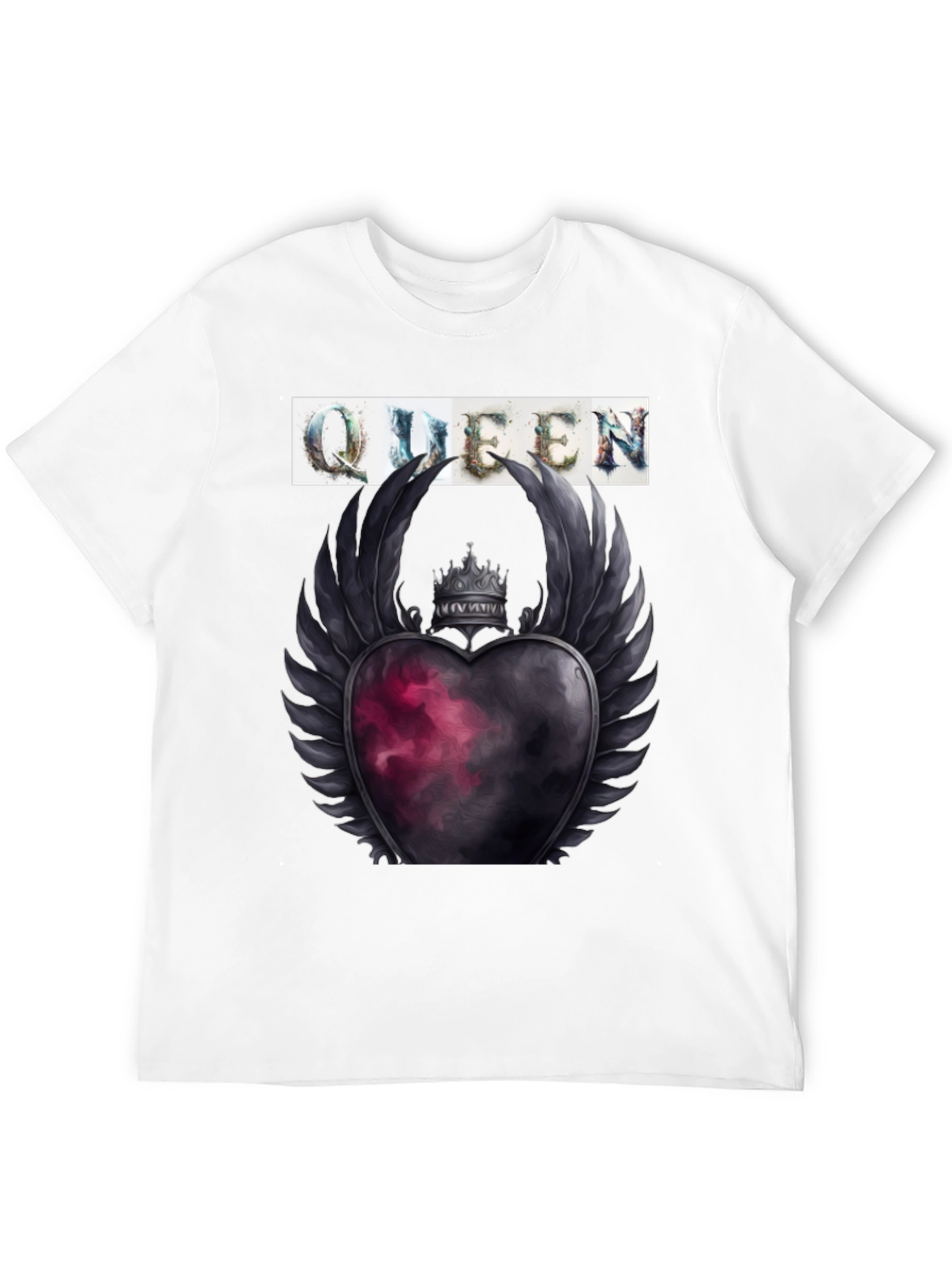 Black Queen Heart Crown Graphic Tee - Trendy Style view 12