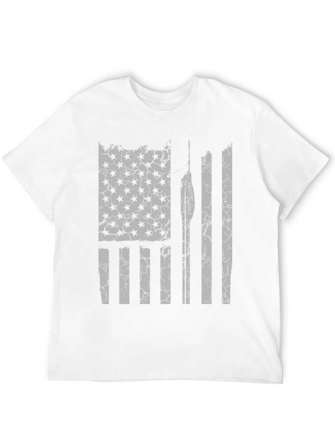 Black Distressed American Flag Spear Fishing T-Shirt view 12