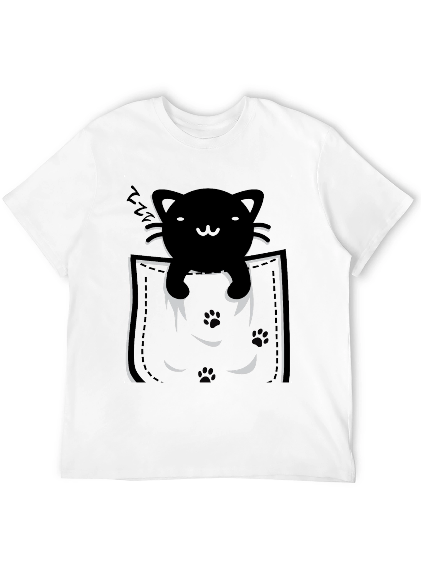Black Pocket Cat T-Shirt - Black Kitten Tee view 12