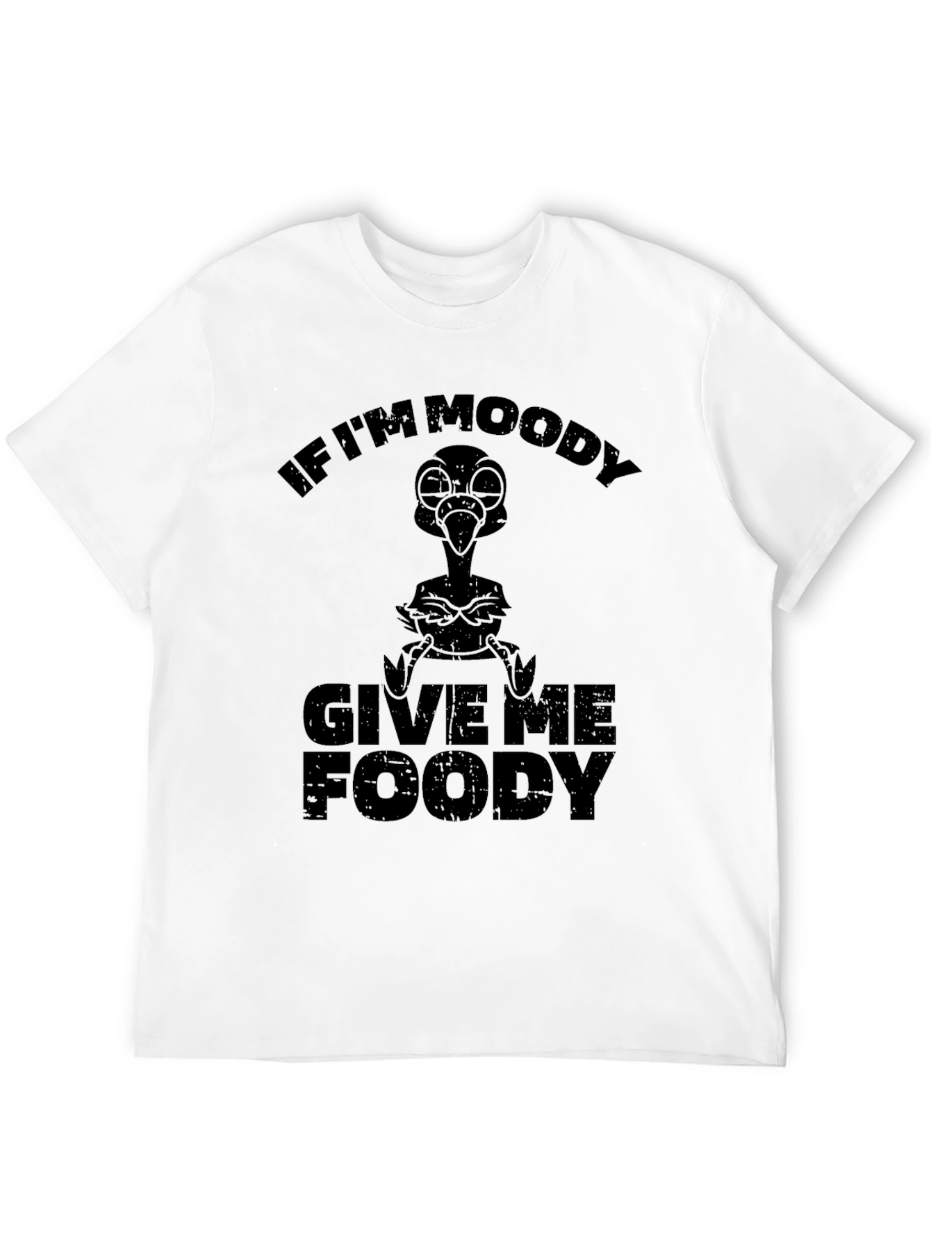 Black Moody Foody Graphic T-Shirt - Funny Bird Tee view 12