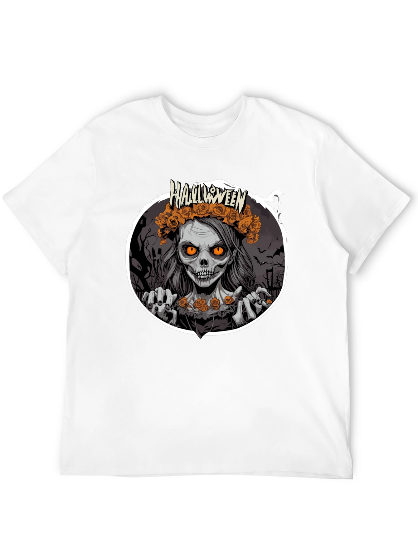 Black Halloween Zombie Woman Black T-Shirt view 12