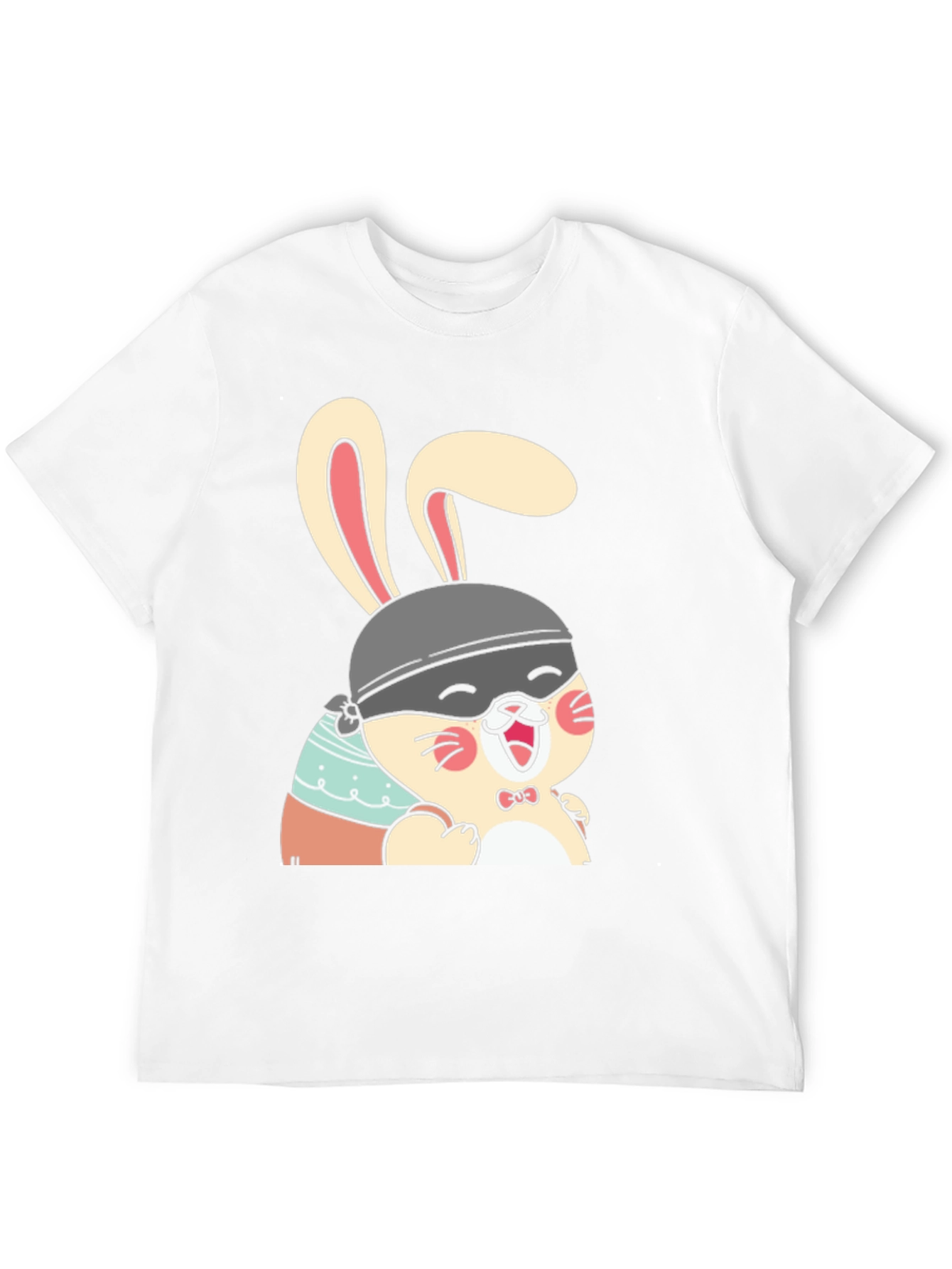 Black Cute Bunny T-Shirt - Black Cotton Tee view 12
