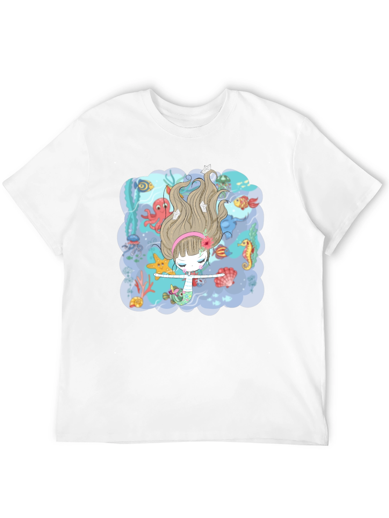 Black Mermaid T-Shirt - Undersea Adventure Design view 12